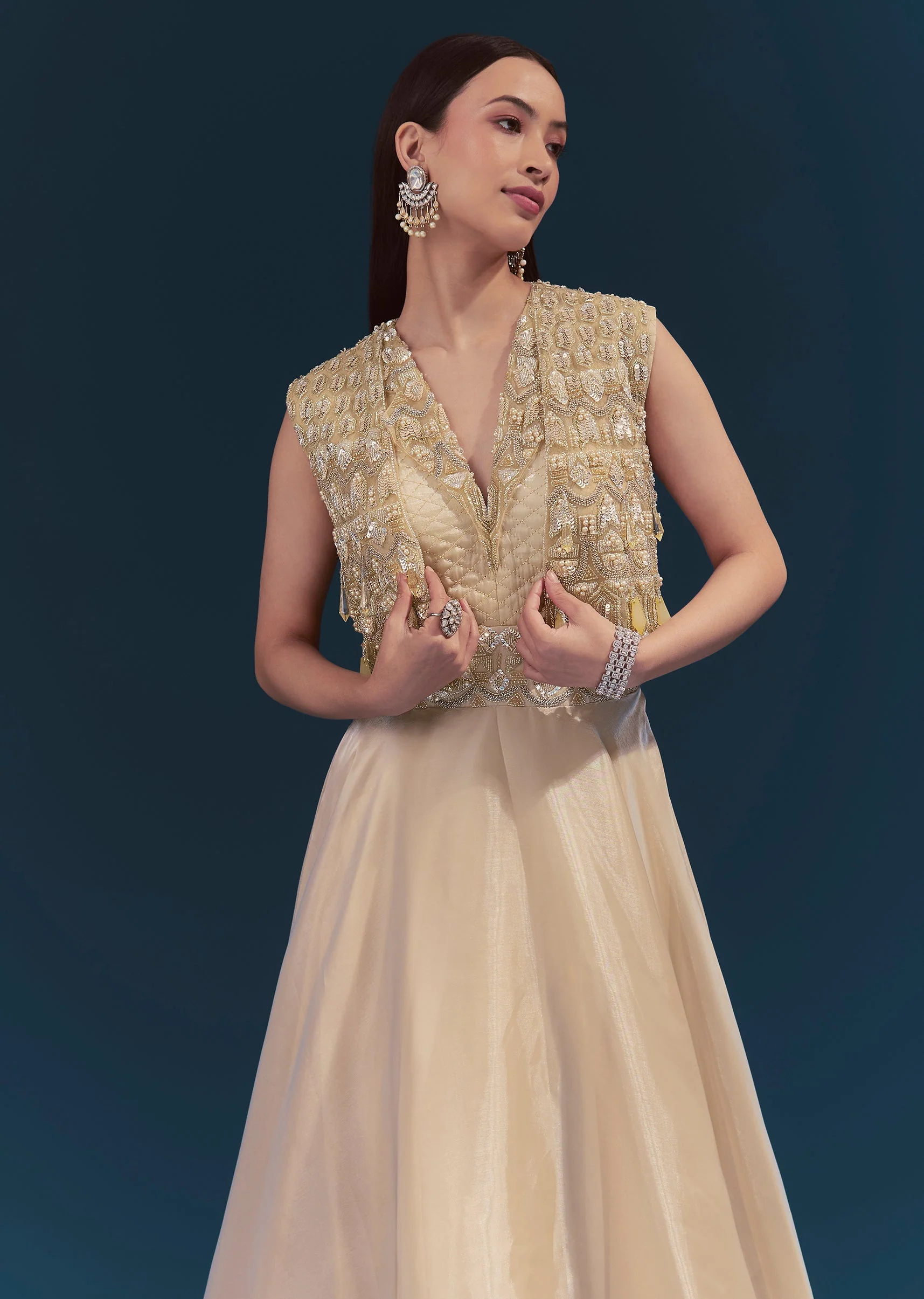 Gold Jumpsuit With Jacket - Image 5
