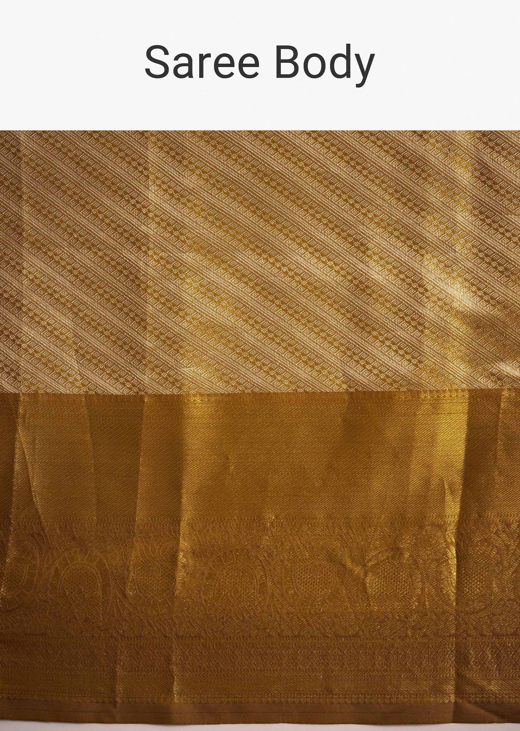 Gold Kanjivaram Silk Saree With Zari Border - Image 10