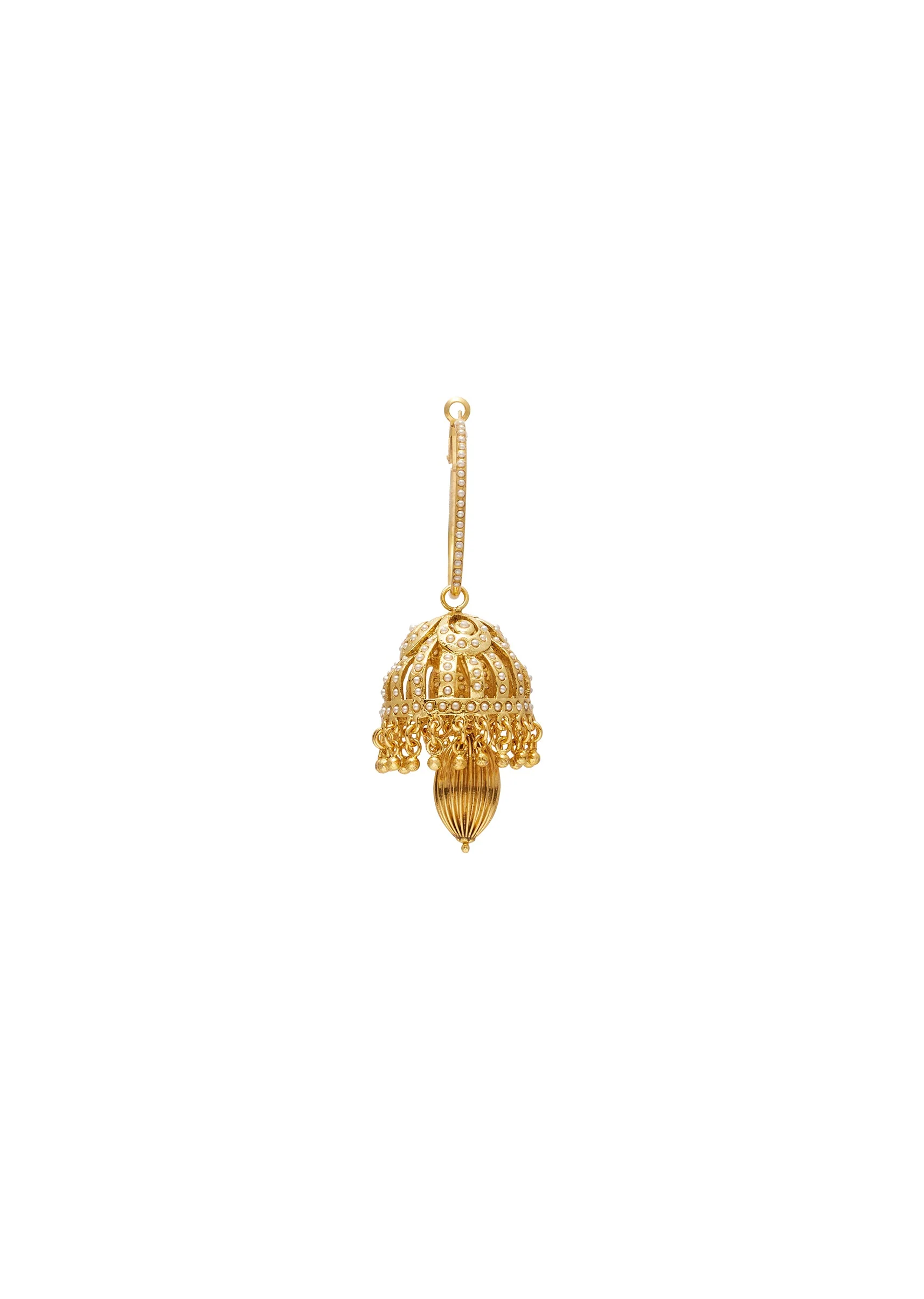 Gold Kundan Jhumka Earrings - Image 3