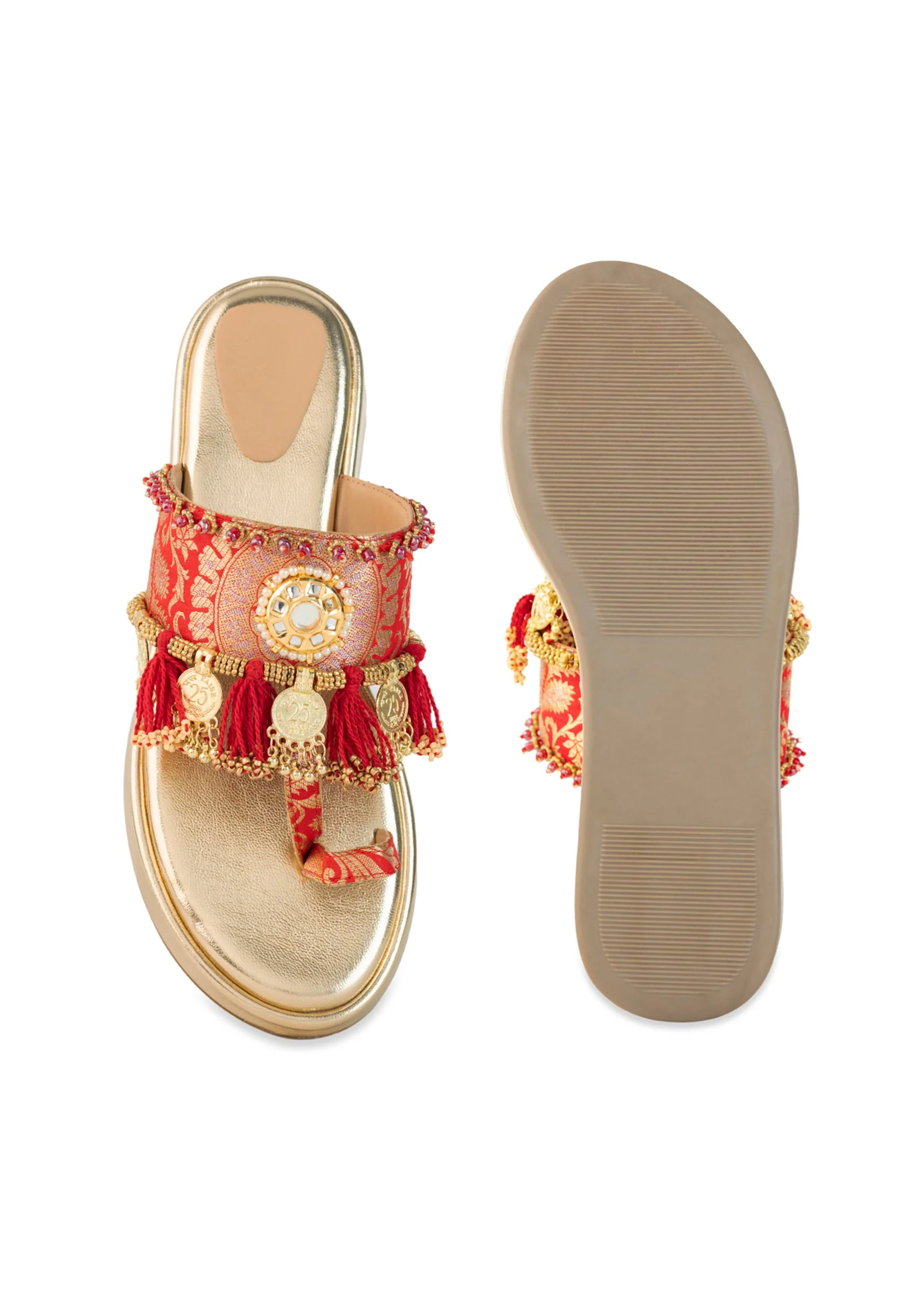 Gold Mirror and Coin Embellished Wedges - Image 4