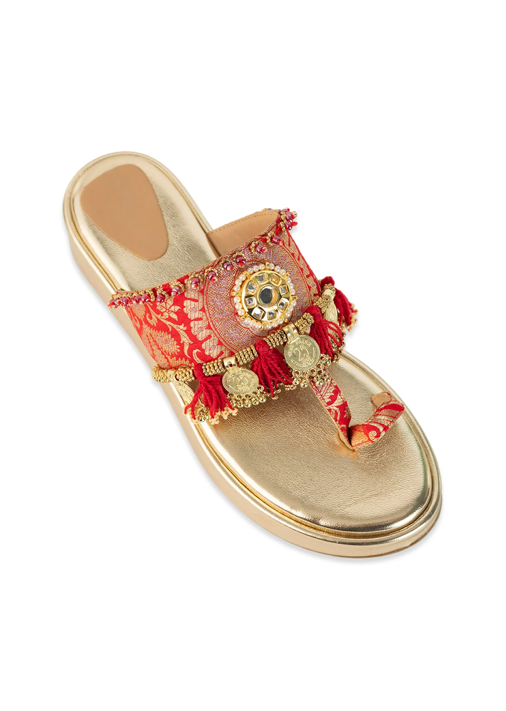 Gold Mirror and Coin Embellished Wedges - Image 5