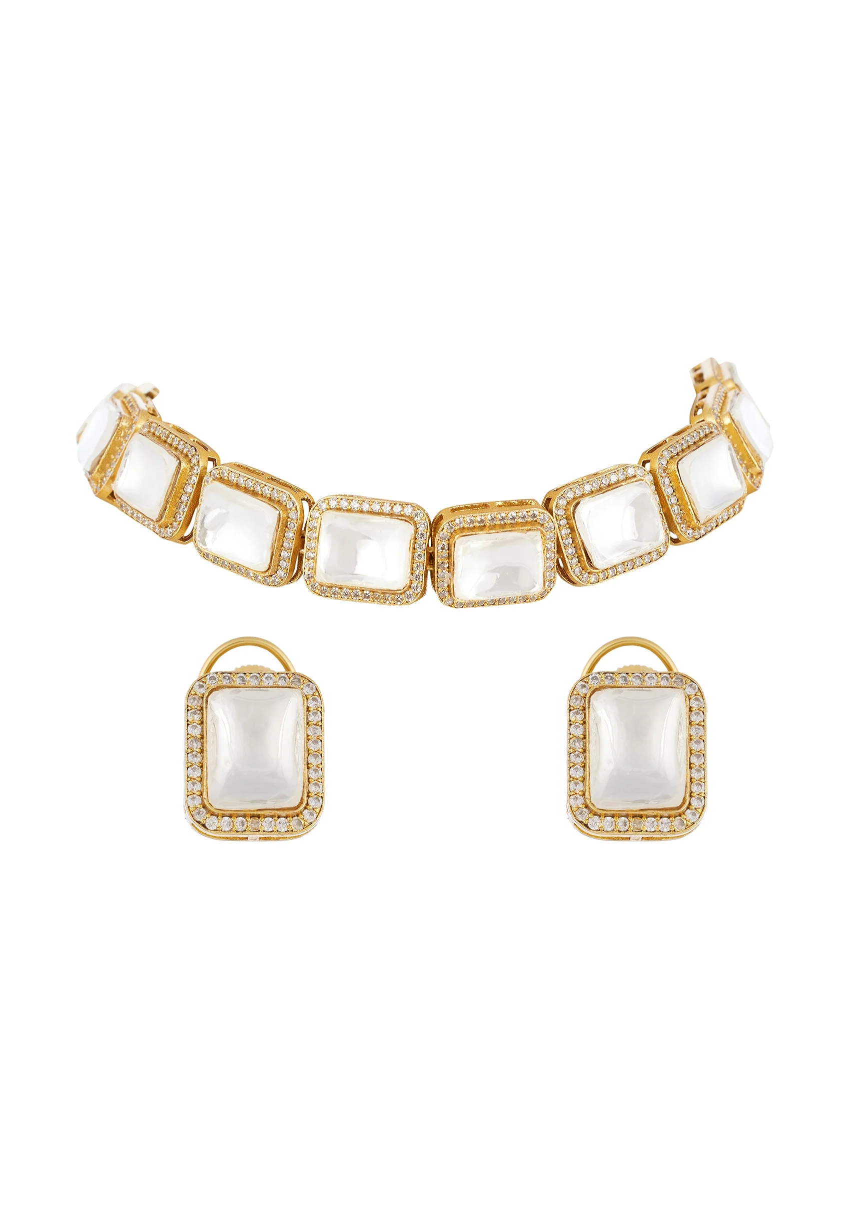 Gold Necklace Set With Refined Kundan Detail - Image 2
