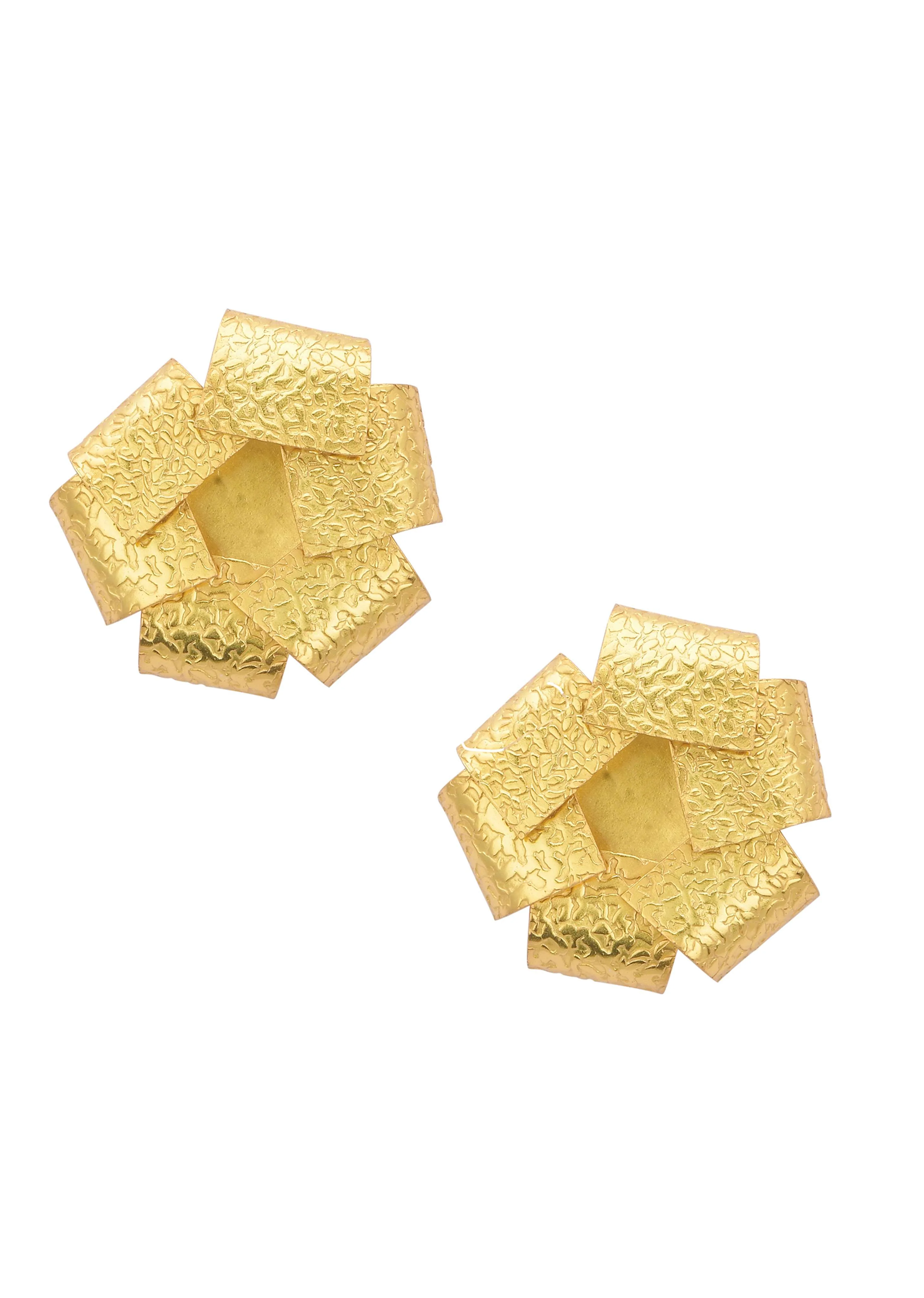 Gold Oversized Floral Studs - Image 3