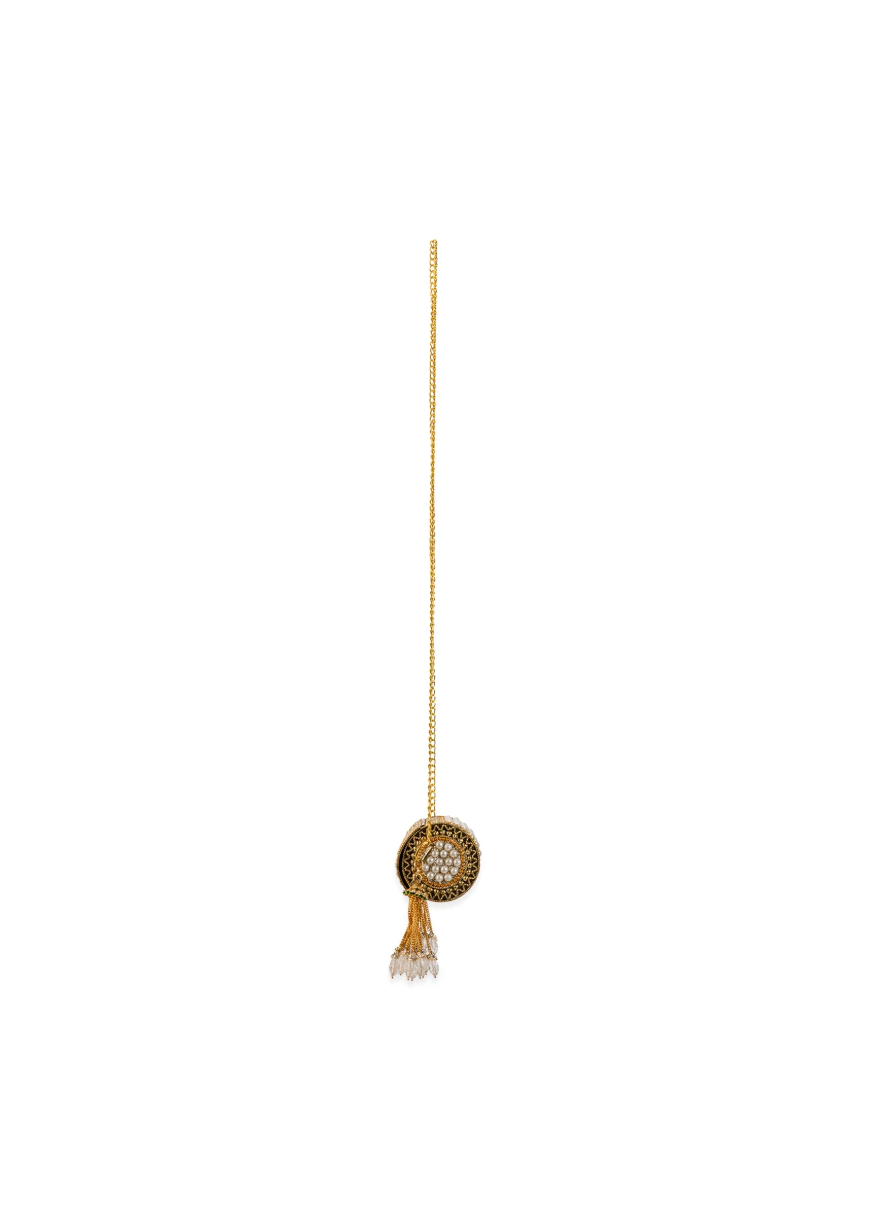 Gold Pearl Encrusted Antique Metal Bag - Image 5