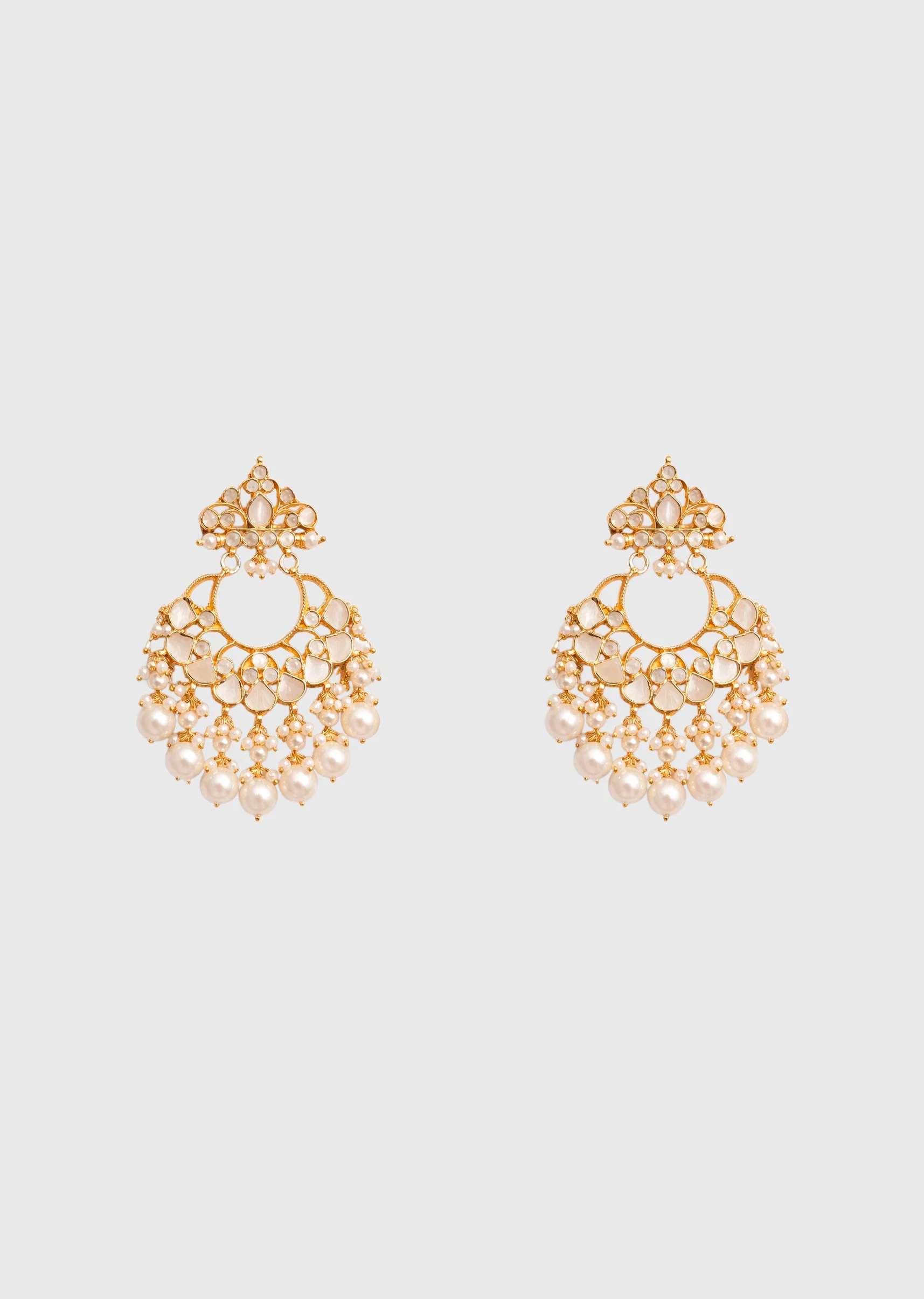 Gold Pearl Statement Earrings - Image 2