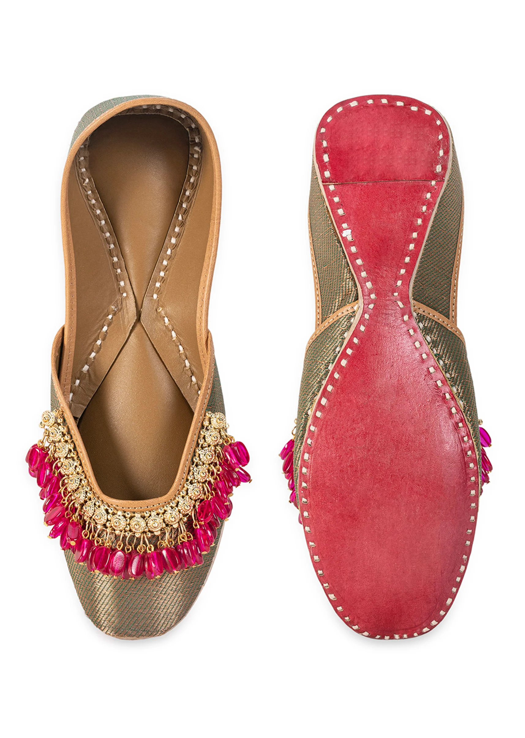 Gold & Pink Detail Jutti - Image 4