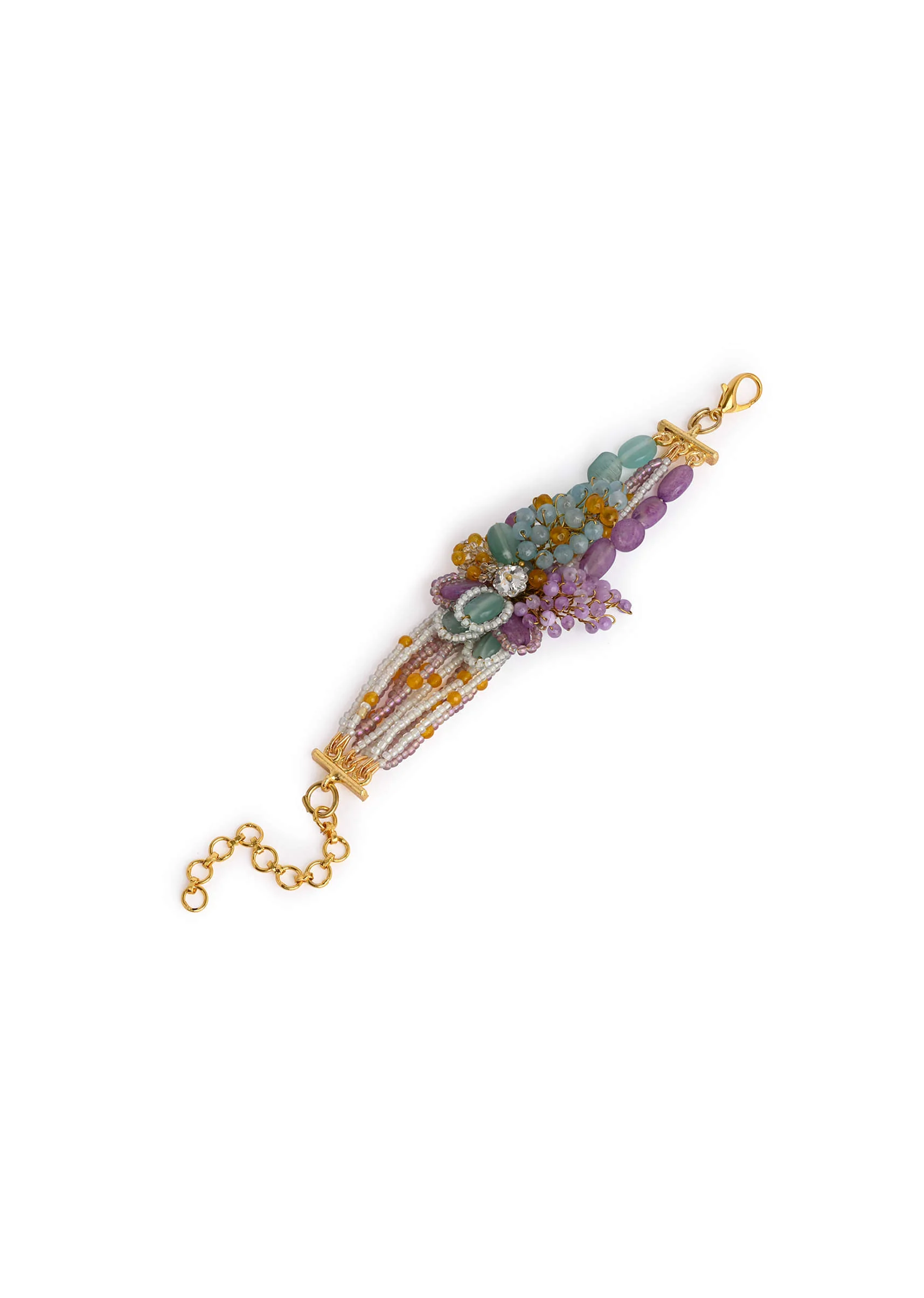 gold plated colourful stone adjustable bracelet for weddings - Image 2