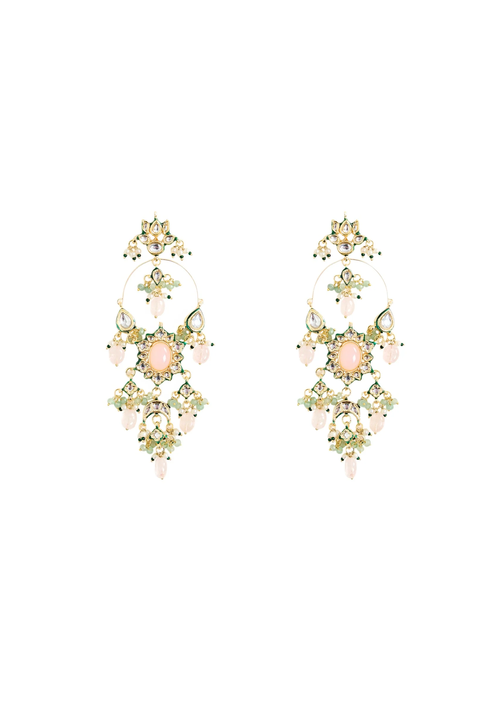 Gold Plated Kundan And Pearl Statement Earrings - Image 2