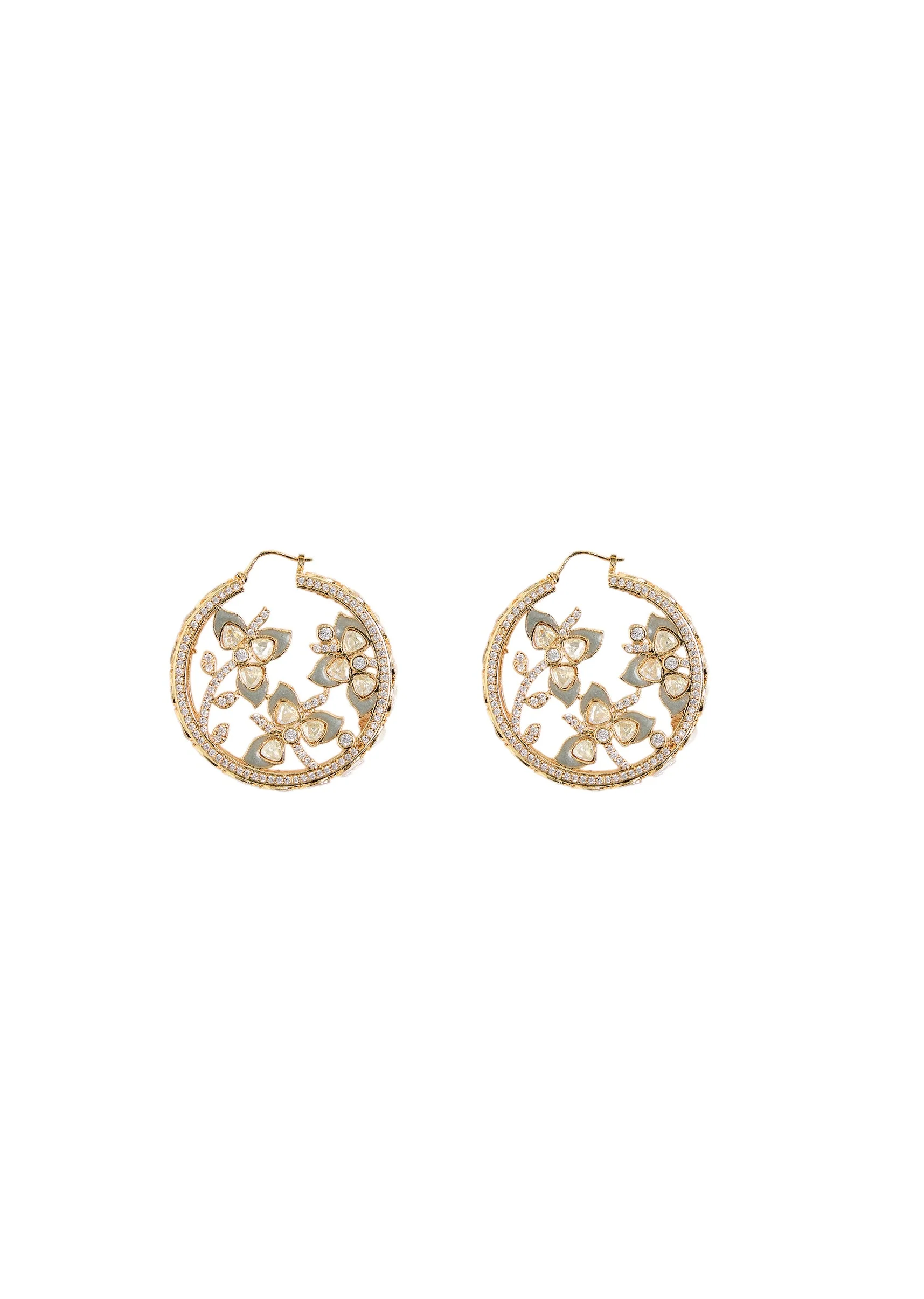 Gold Plated Kundan Drop Earrings - Image 2
