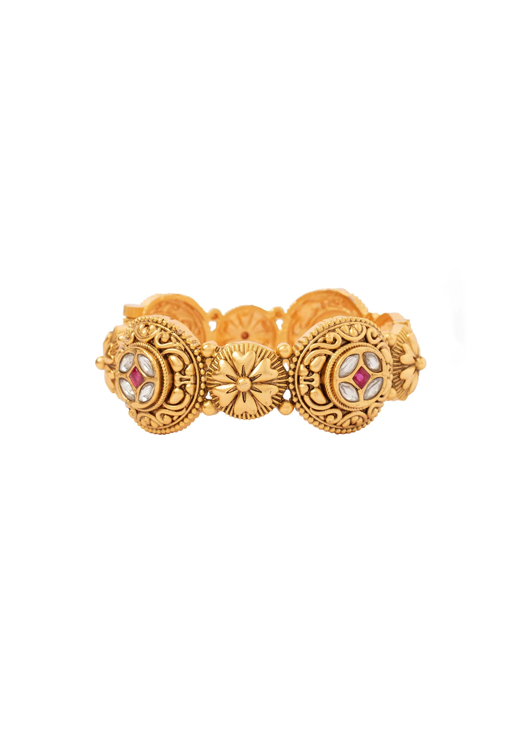 Gold Plated Kundan Polki Bangles - Image 3
