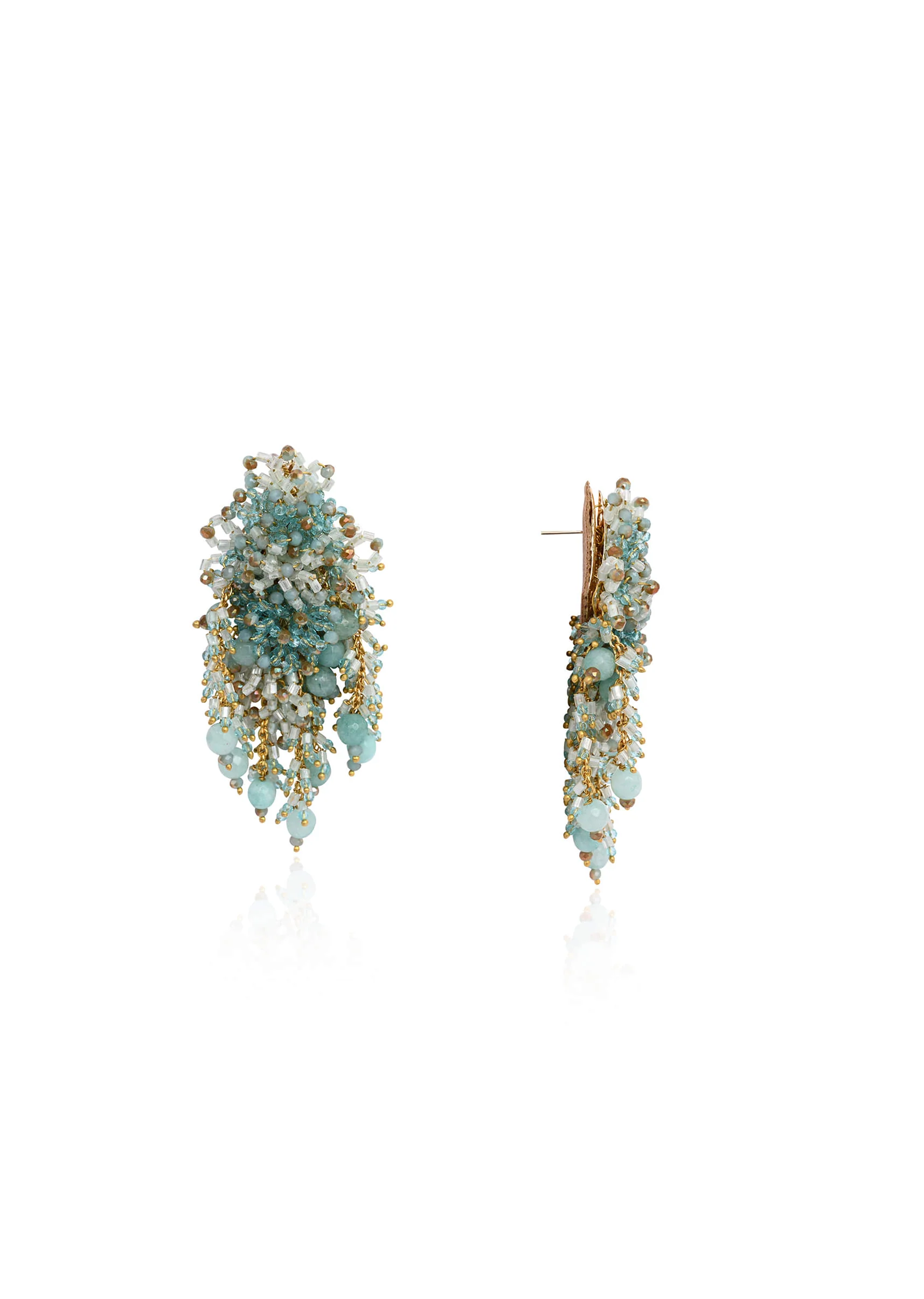 Gold Plated Mehendi Jewelry Long Earrings - Image 4