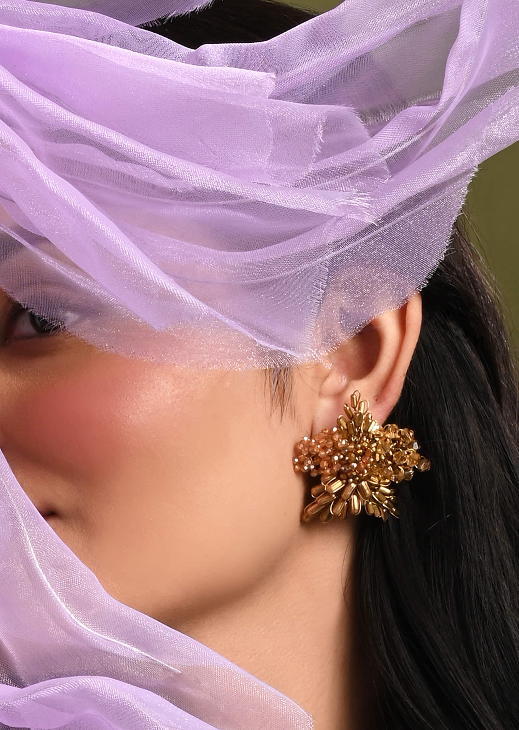 Gold Plated Metallic Abstart Earrings For Ethnic Wedding Look