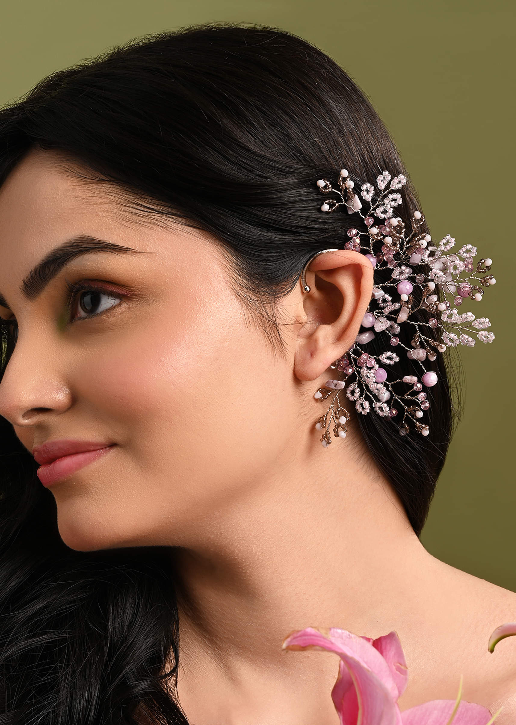 Gold Plated Pink Purple Earcuff For Women