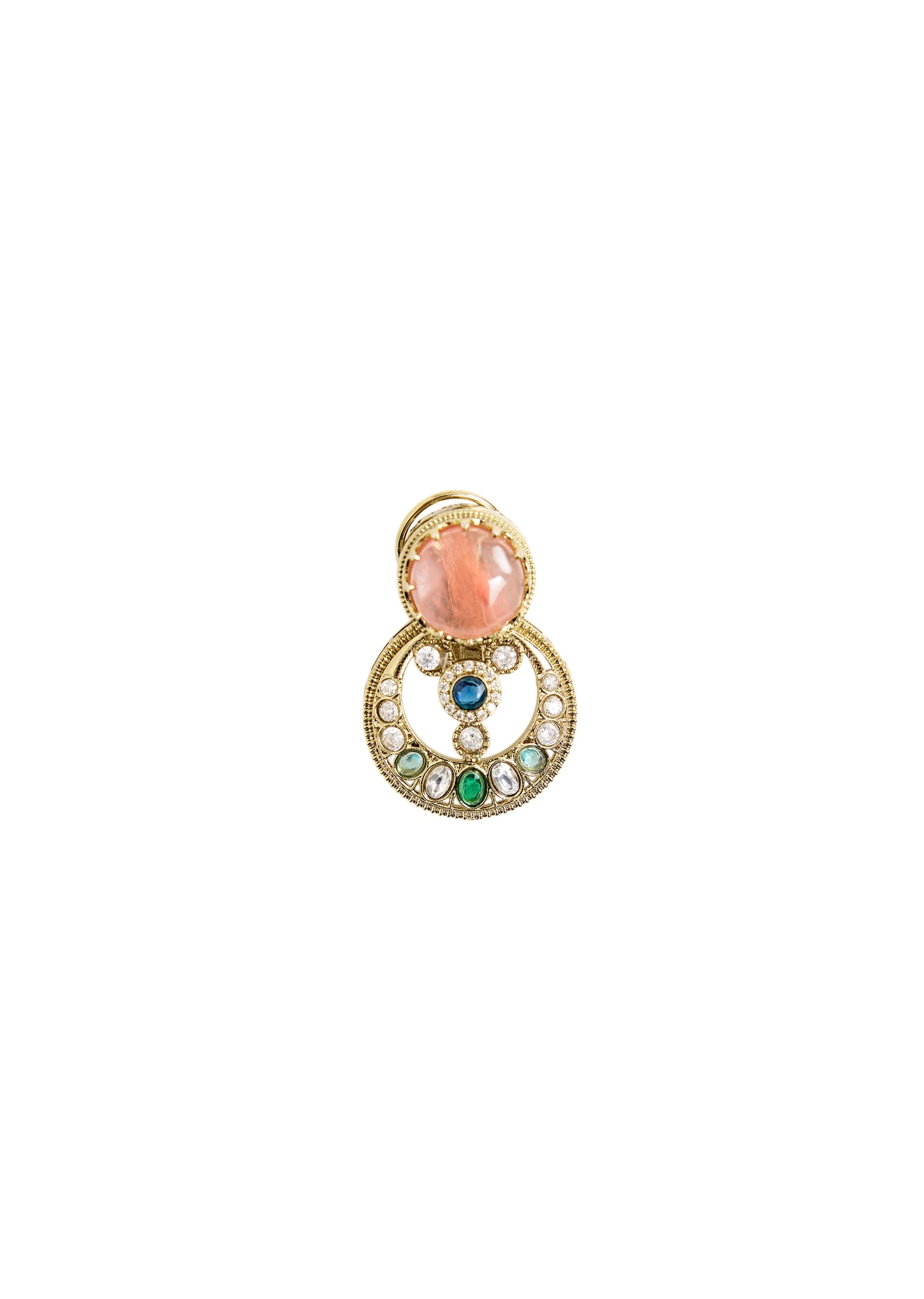 Gold Plated Statement Earrings With Multicolor Stones - Image 3