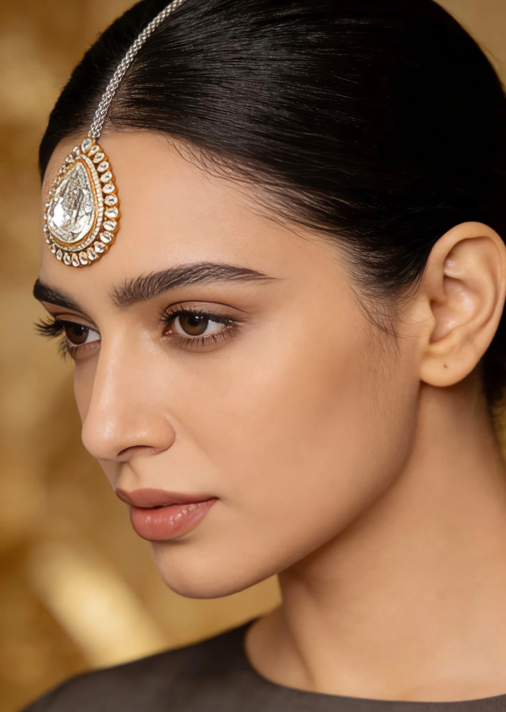 Gold Plated Synthetic Stone Maangtikka
