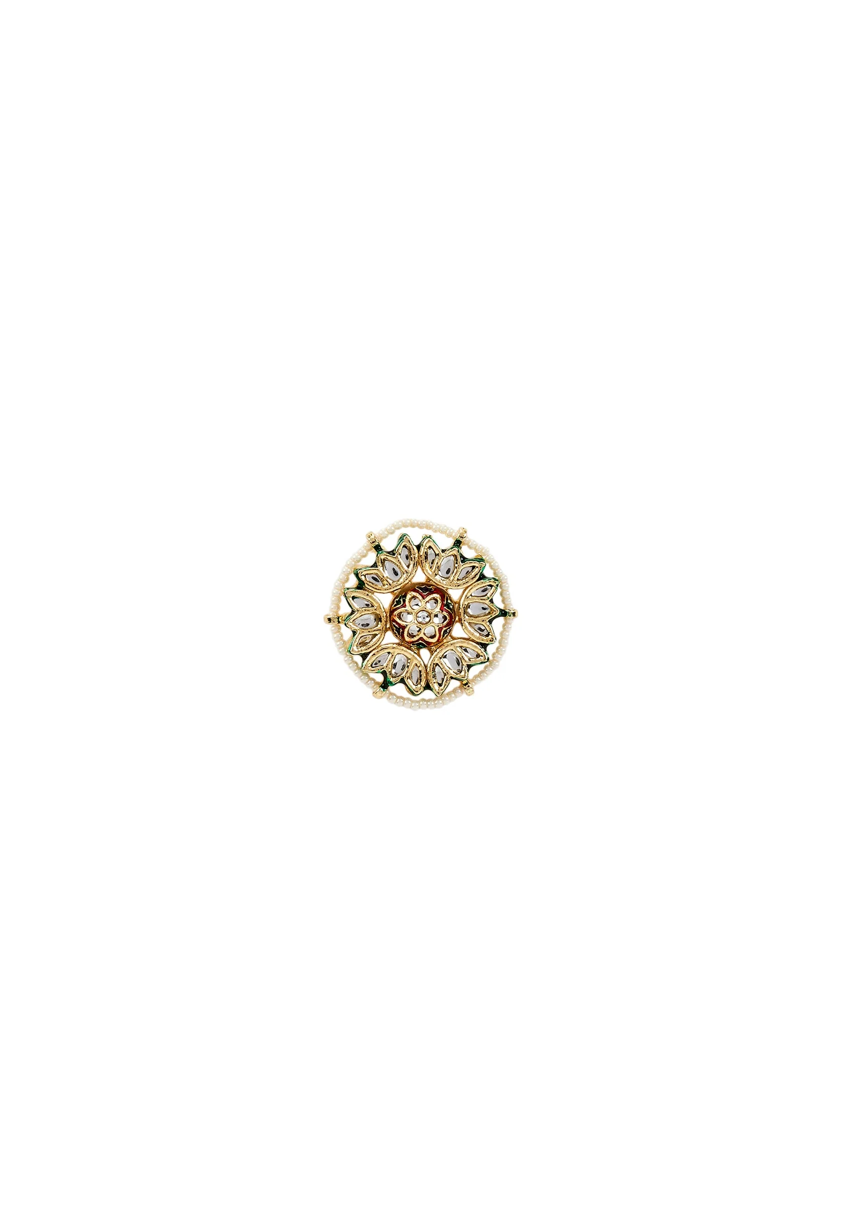 Gold Plated White Kundan Polki Studs Earrings - Image 3