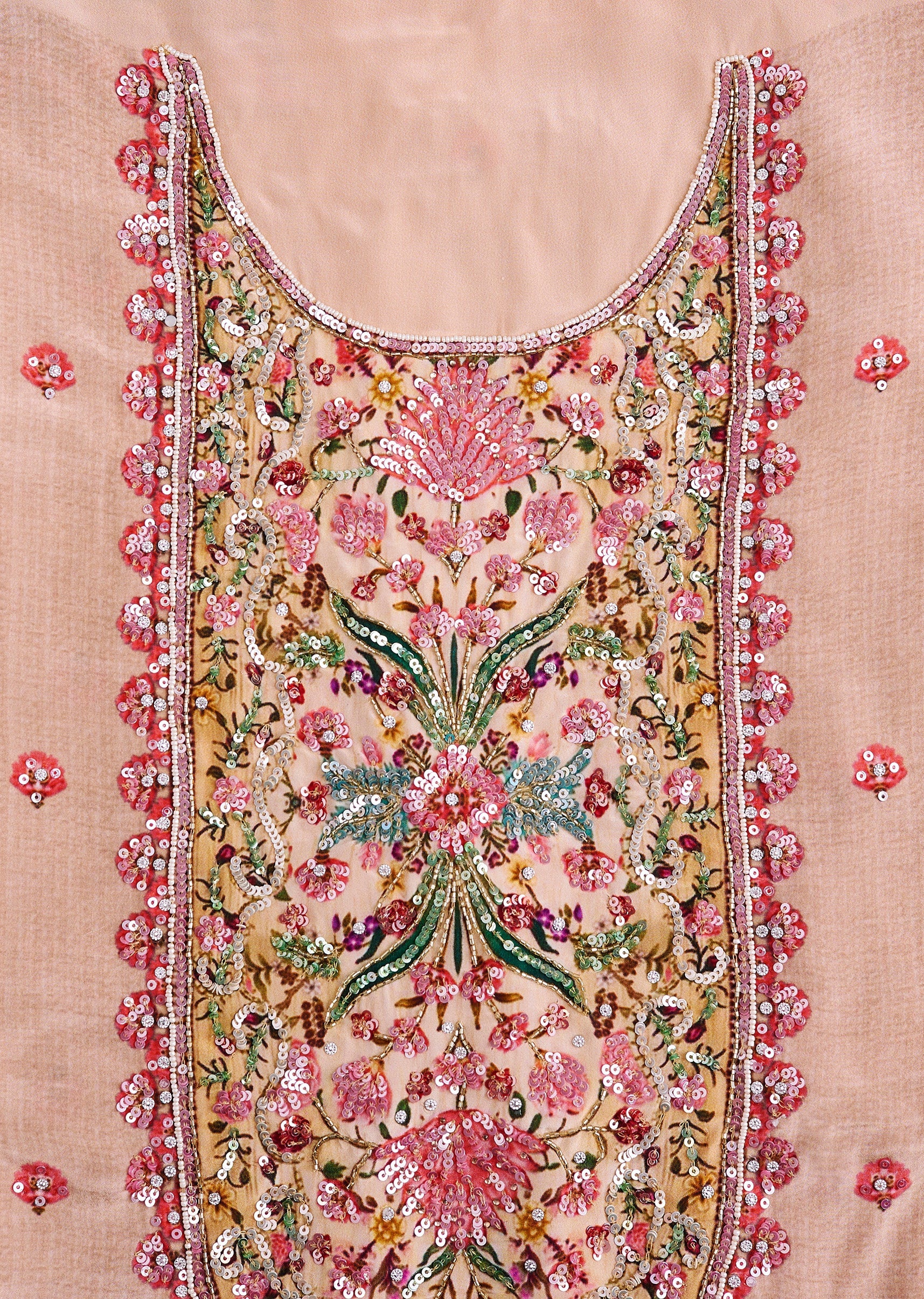 Gold Printed Crepe Dress Material Suit - Image 2
