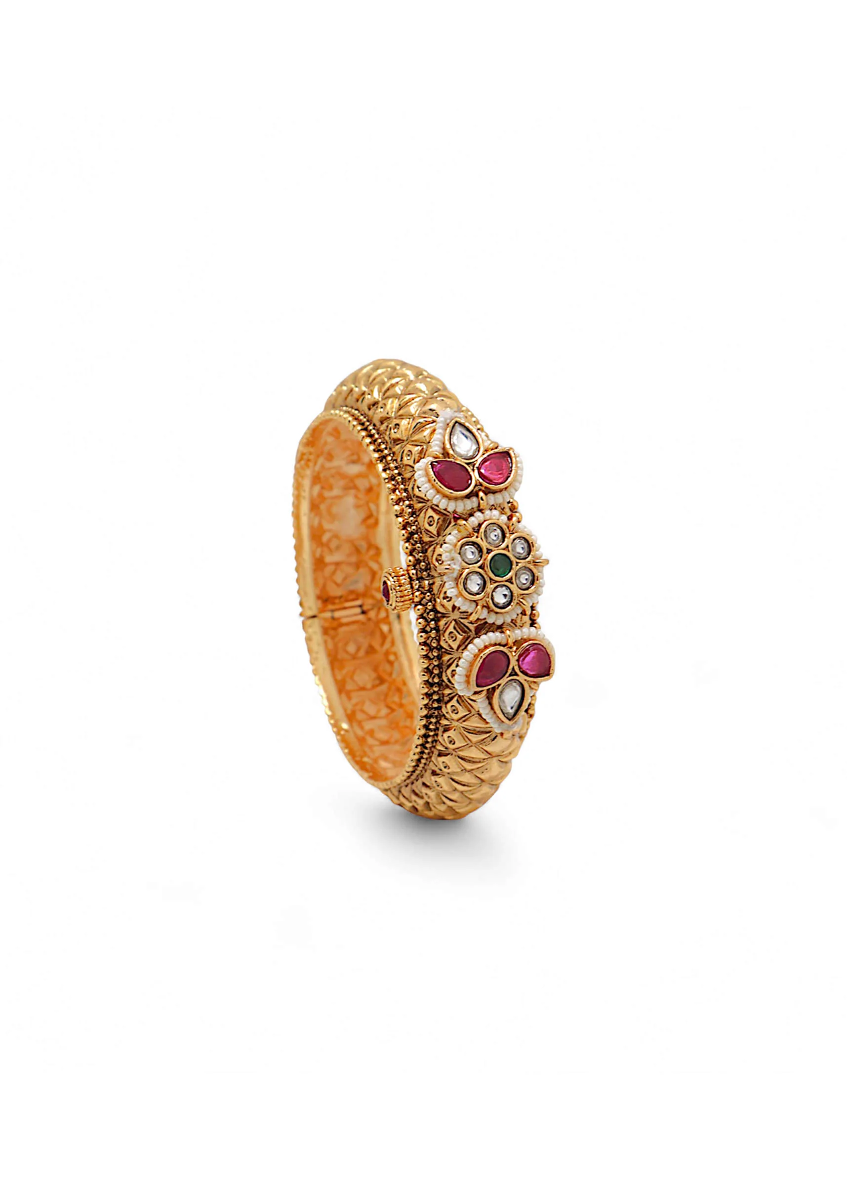 Gold Rajwadi Kundan Bangle - Image 2