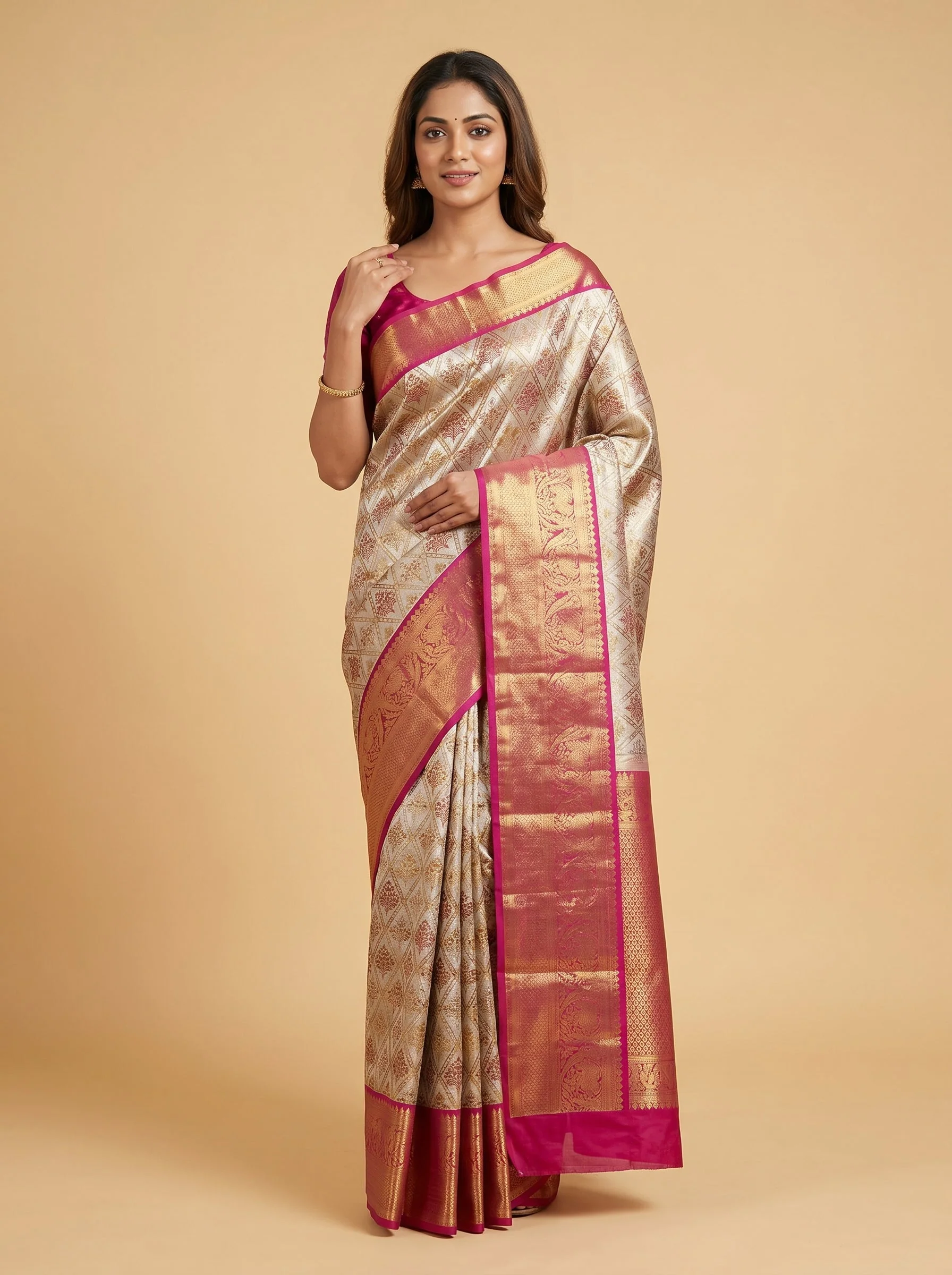 Gold Rani Dual Tone Handloom Saree