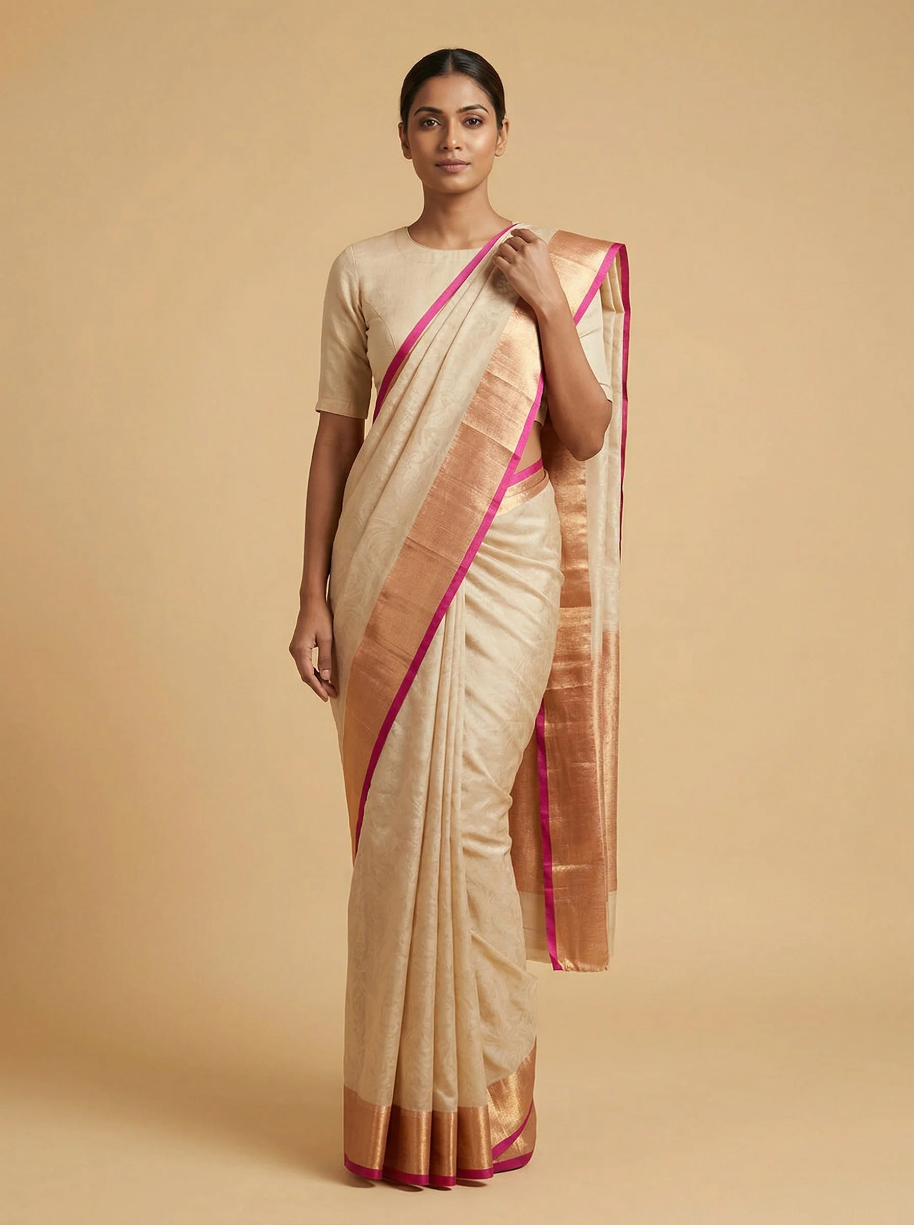 Gold Rani Occasion Handloom Saree