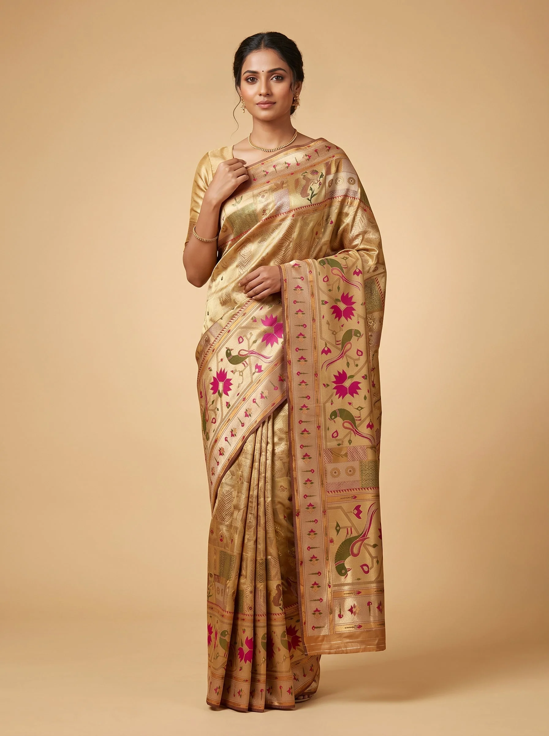 Gold & Red Royal Mix Handloom Saree