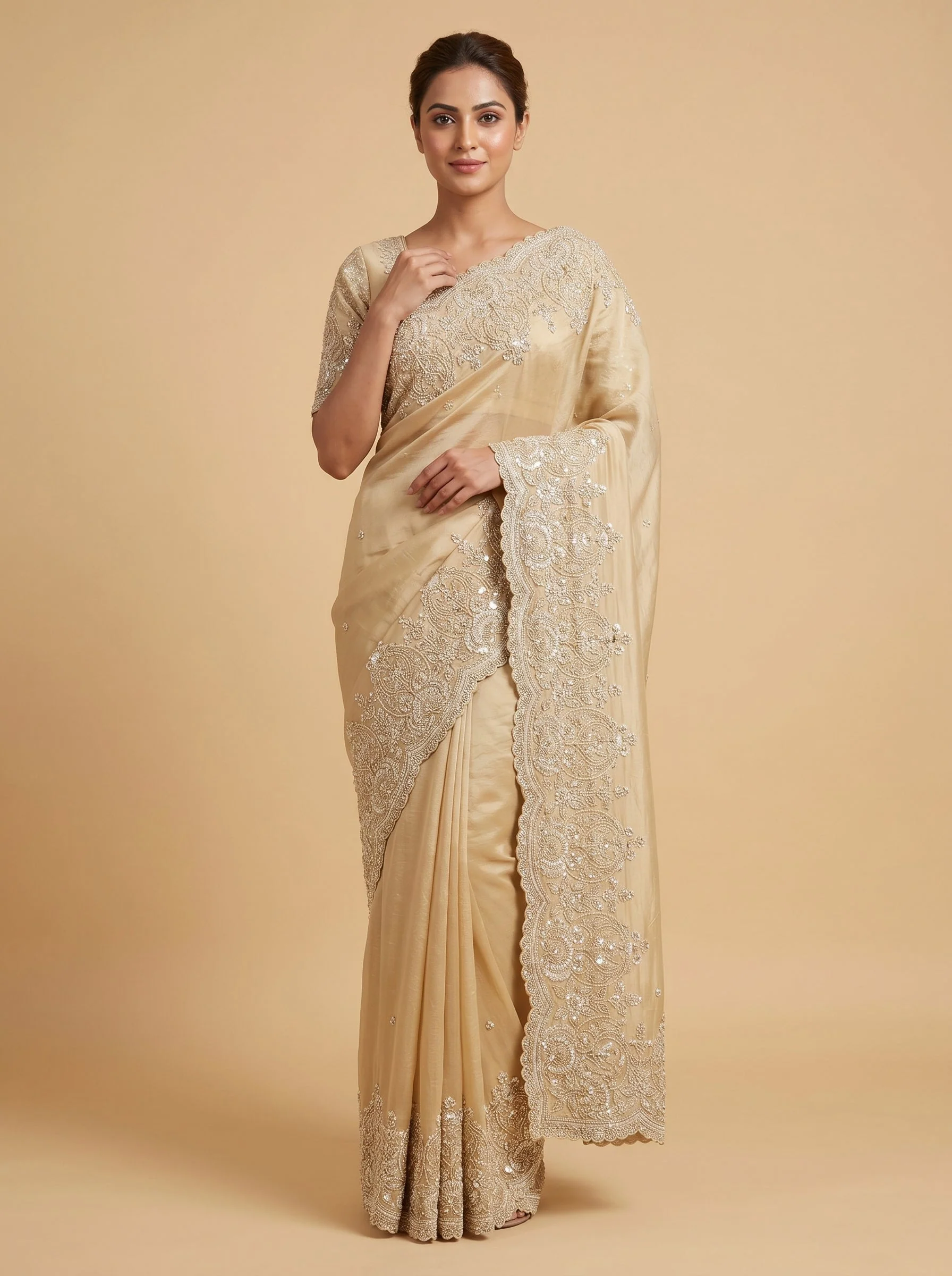 Gold Regal Craft Embroidered Saree