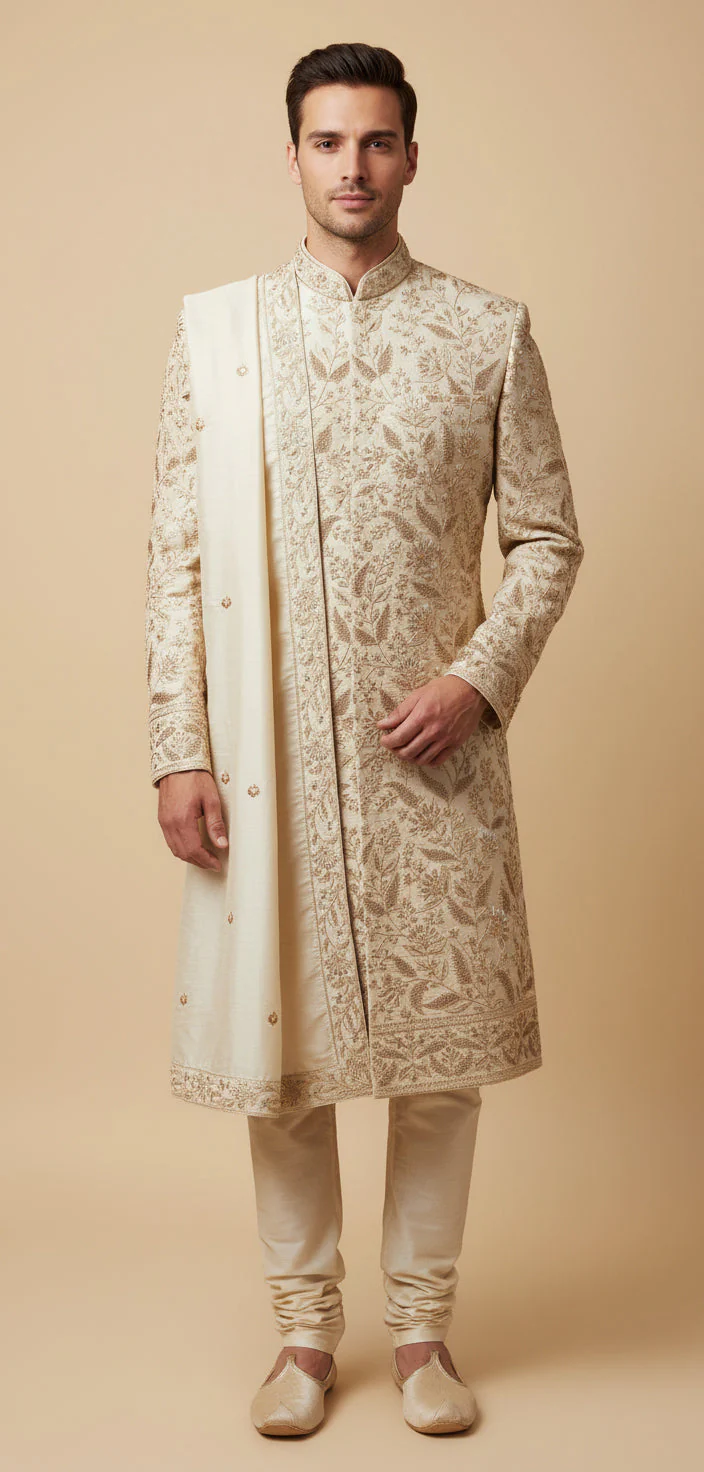 Gold Regal Sherwani - Image 2