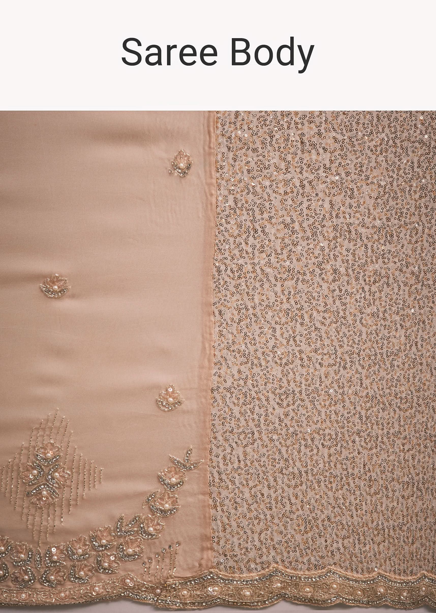 Gold Sequins Saree With An Embellished Border - Image 9