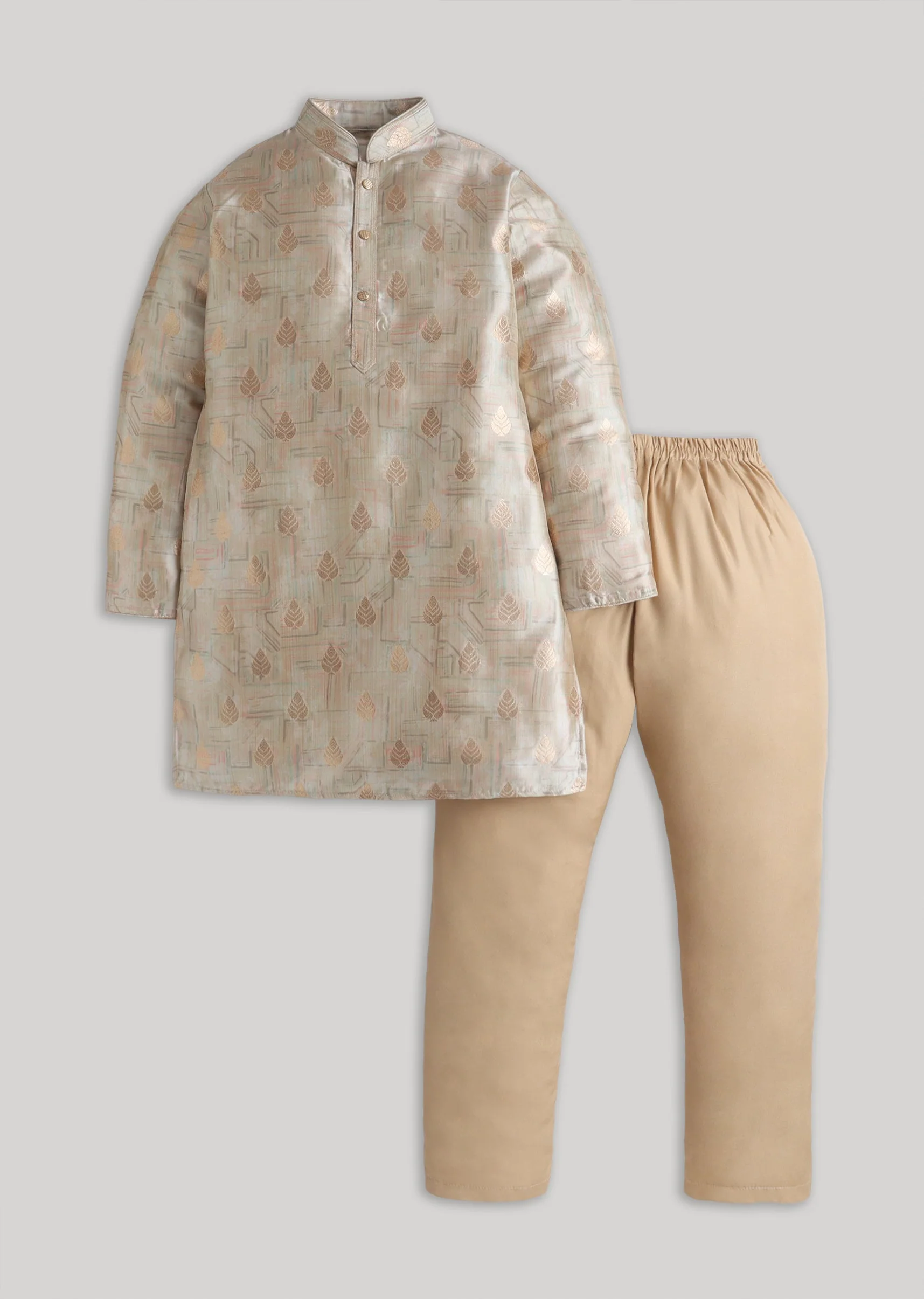 Gold Silk Zari Kurta Set