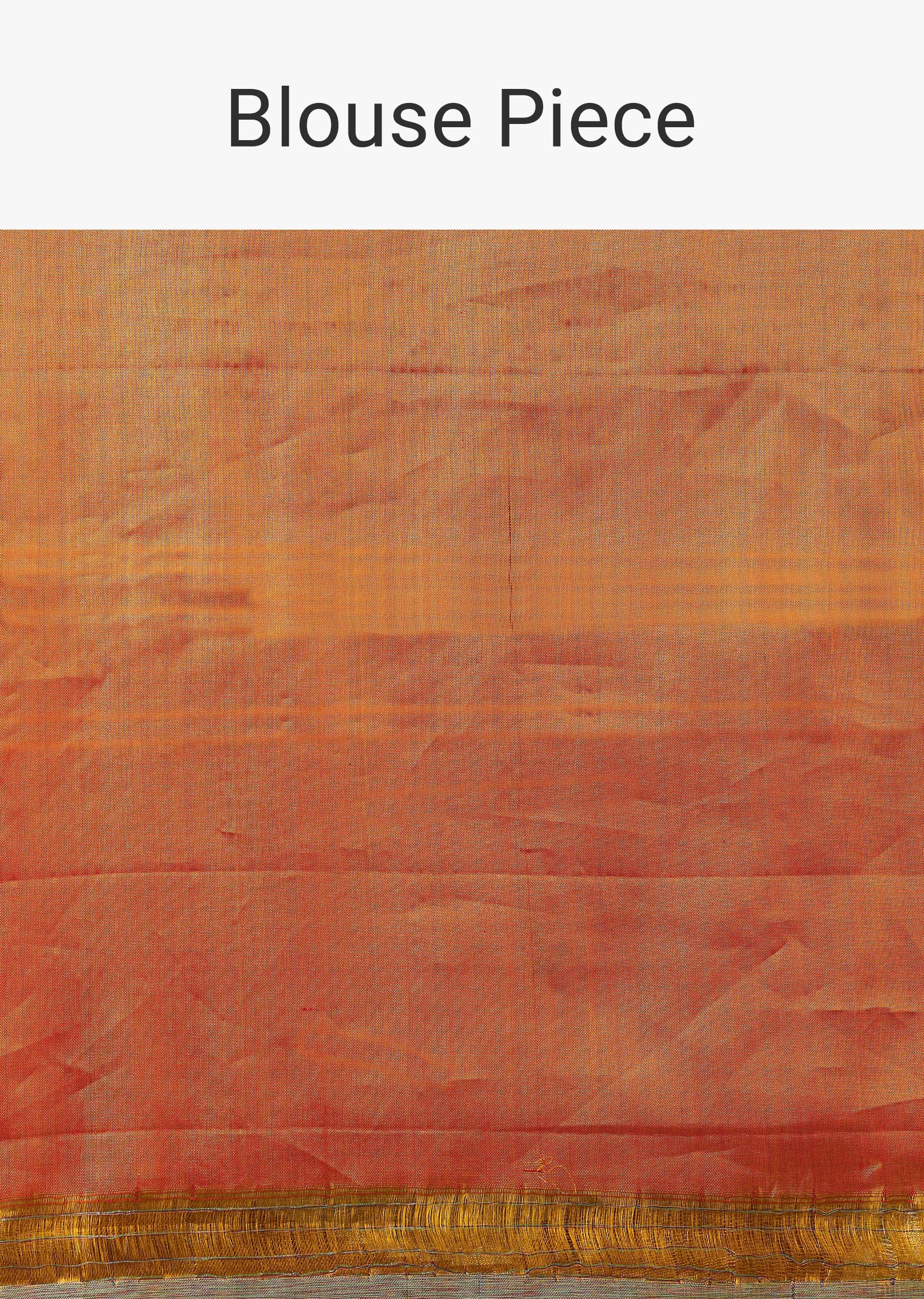 Gold South Silk Floral Woven Saree With Coral Floral Weave - Image 8