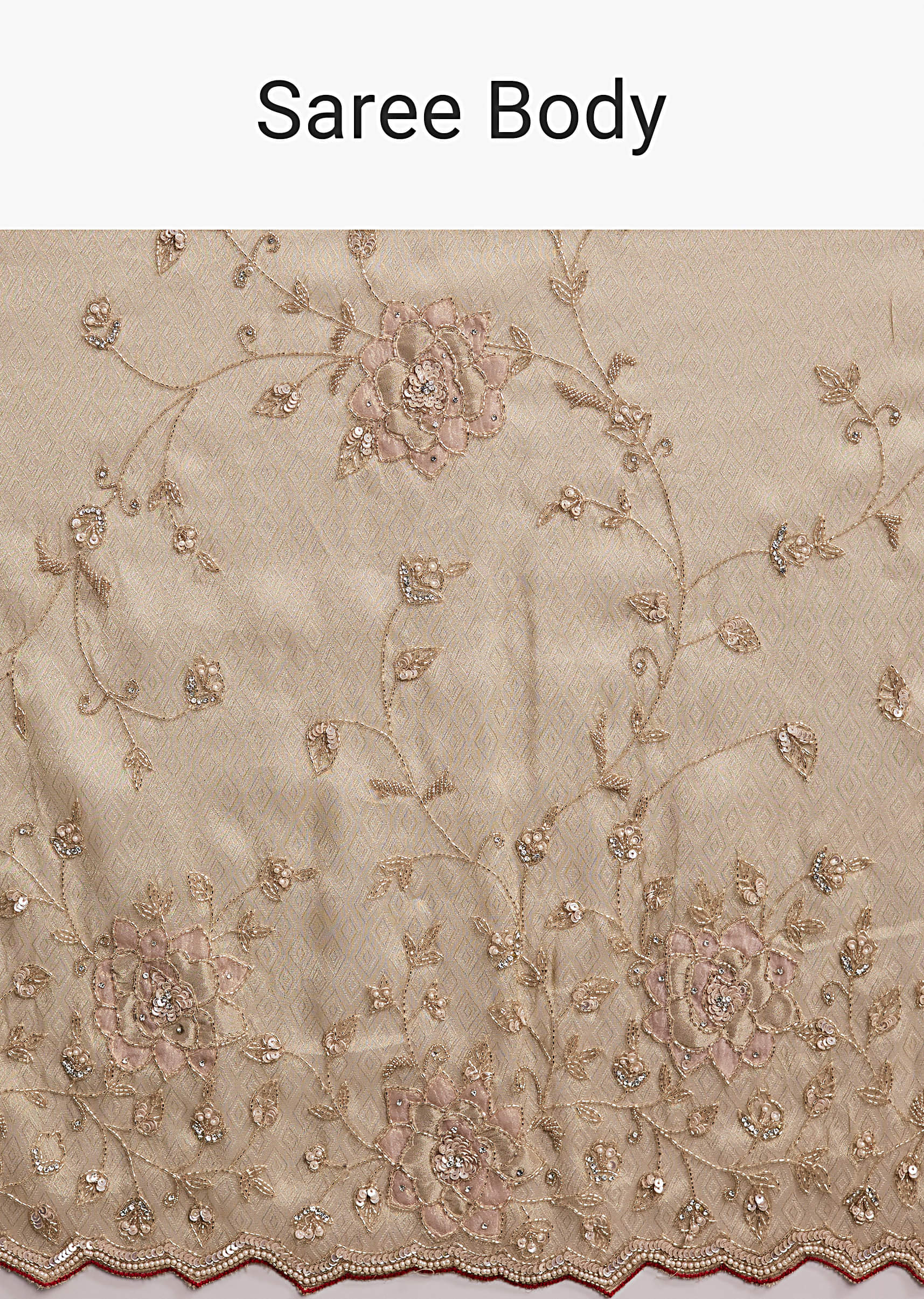 Gold Tissue Saree With Heavy Hand Embroidery - Image 9