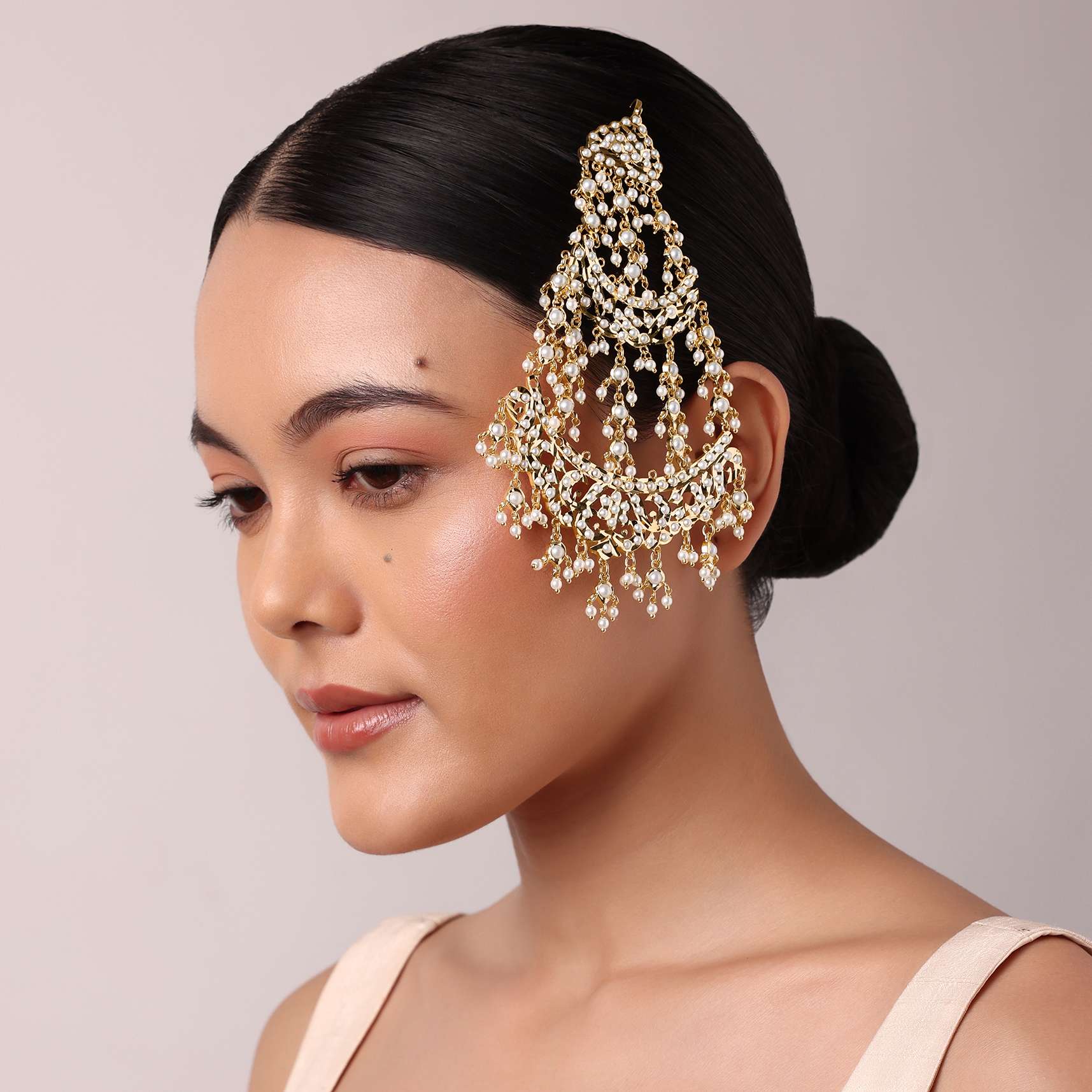 Gold Tone Kundan Bridal Passa - Image 3