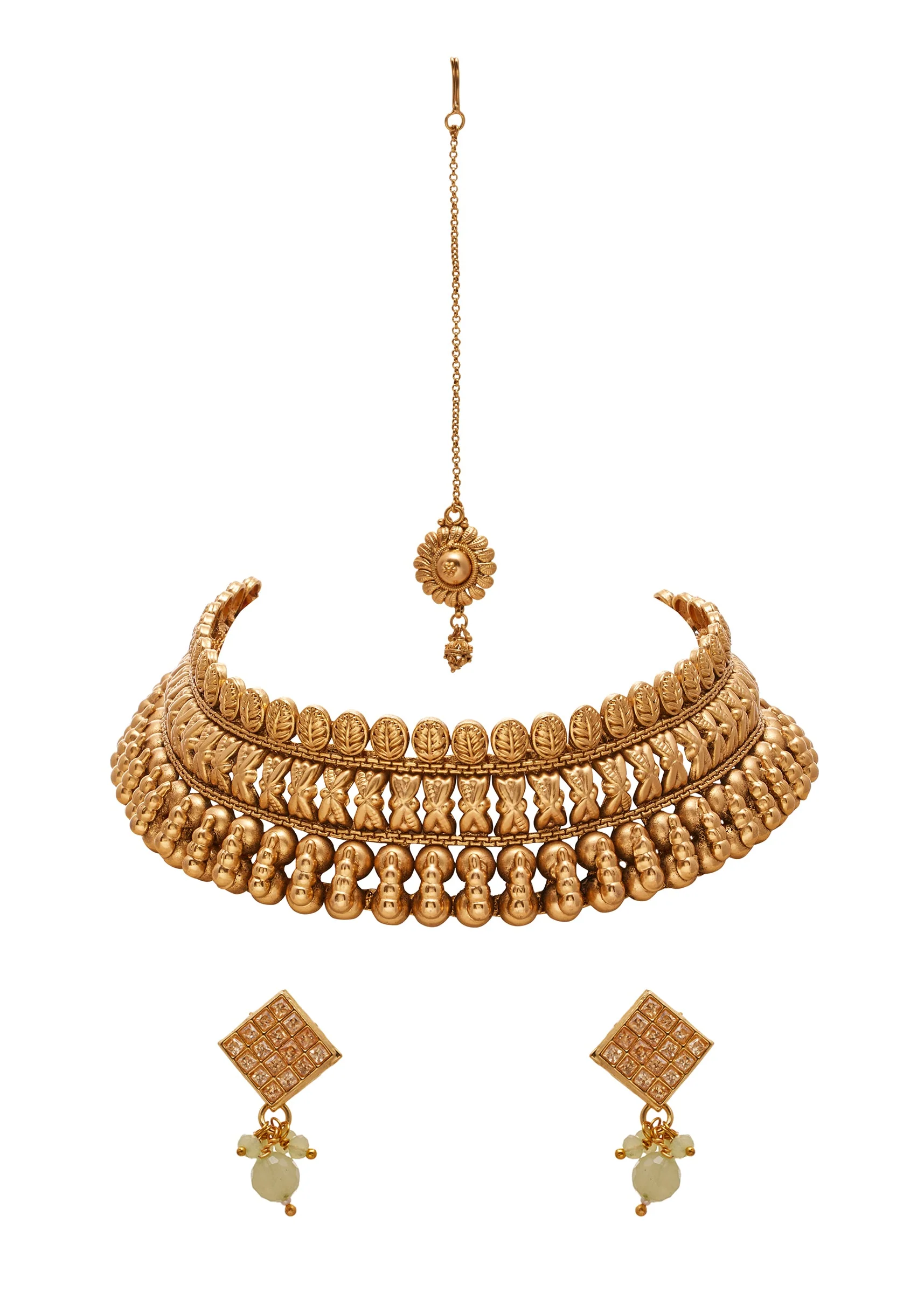 Gold Tone Kundan Necklace Set