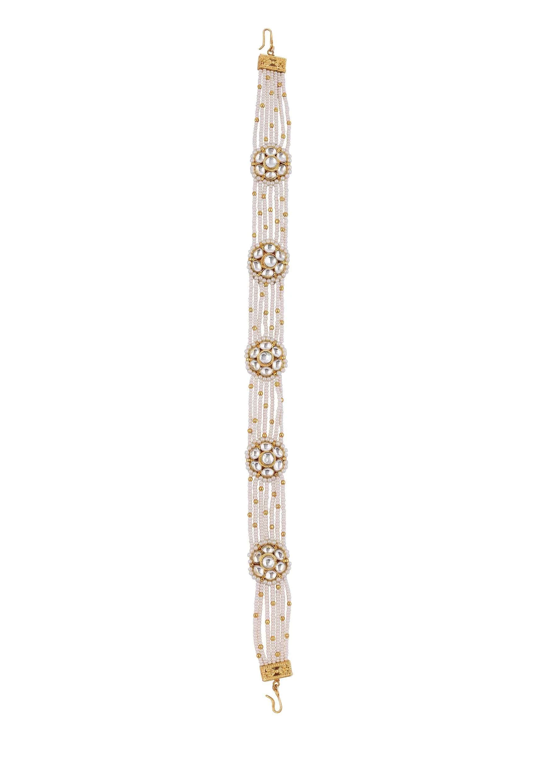Gold Toned Mathapatti With Kundan And Pearls - Image 3