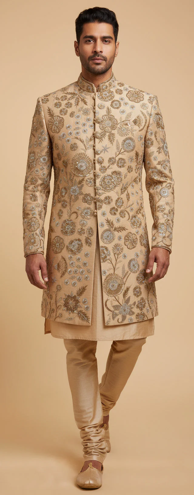 Gold Wedding Sherwani for Groom - Image 2