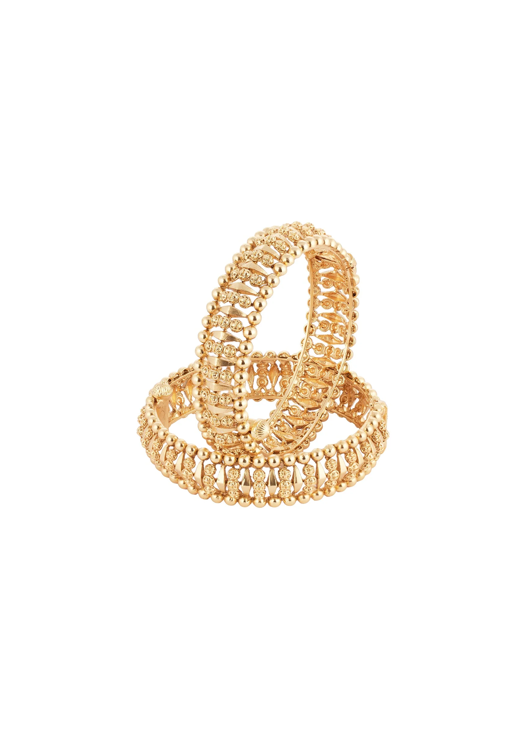 Gold White Kundan Bangles With Elegant Detail - Image 2