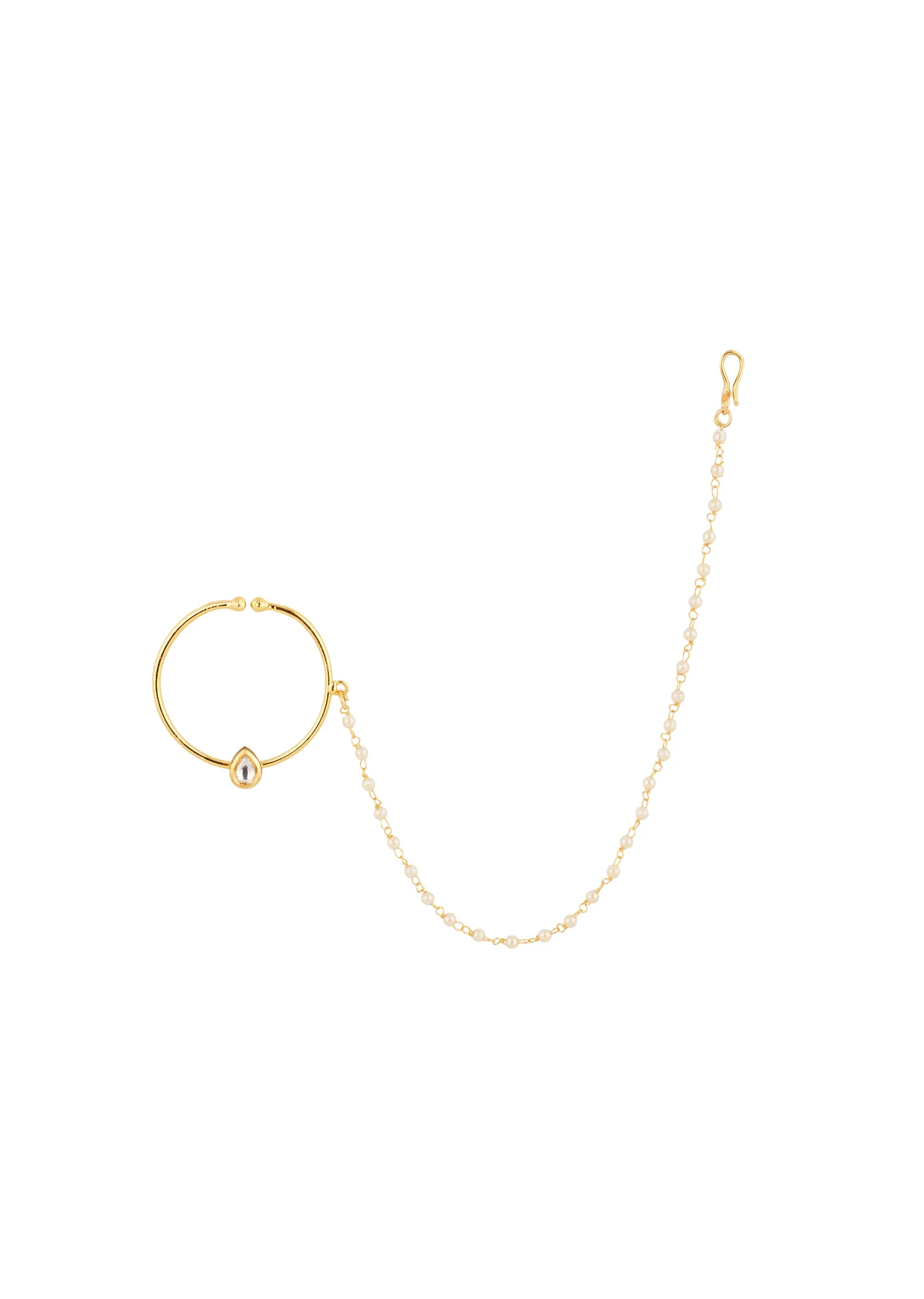 Gold White Nose Ring With Graceful Detail
