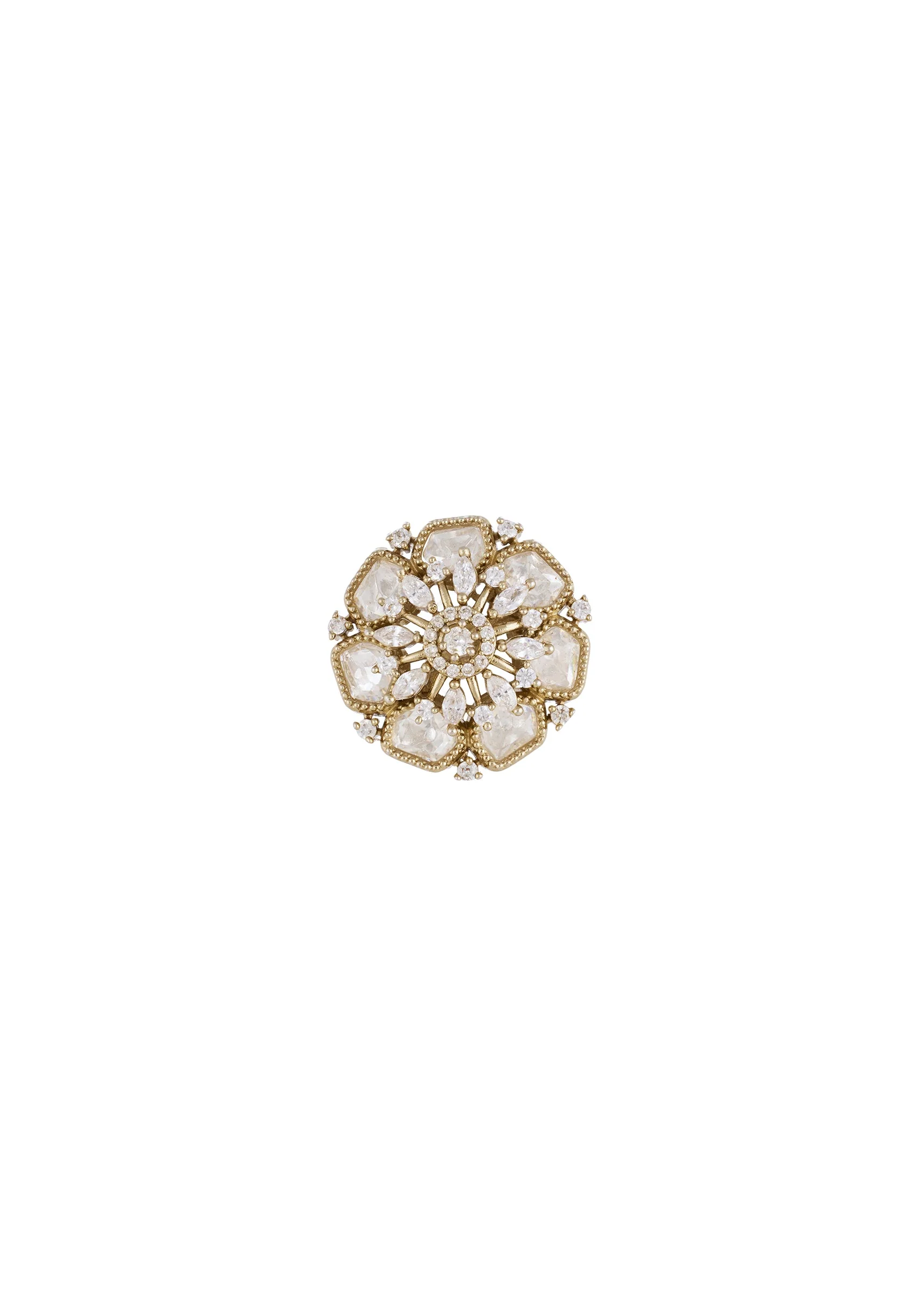 Gold White Polki Earrings With Elegant Detail - Image 3