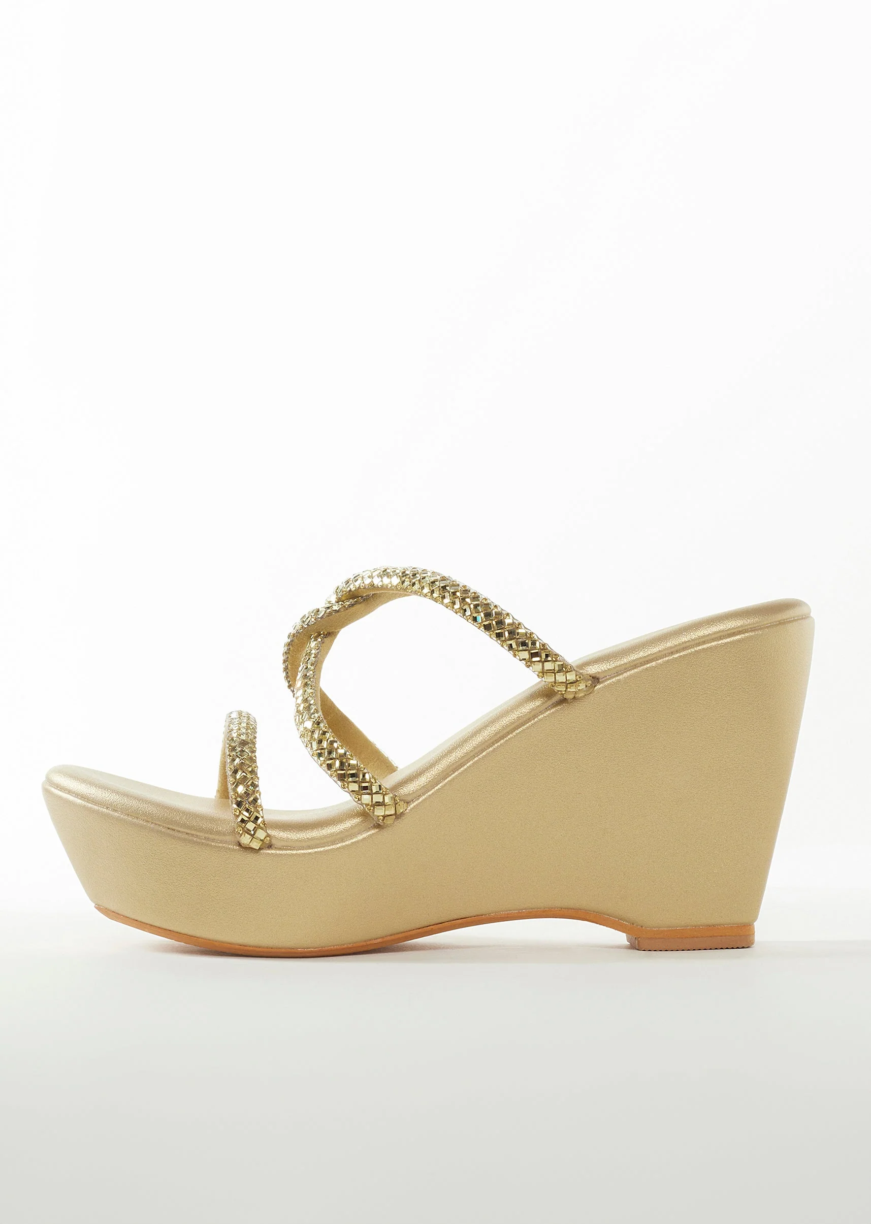 Gold Womens Footwear With Detail Work - Image 4