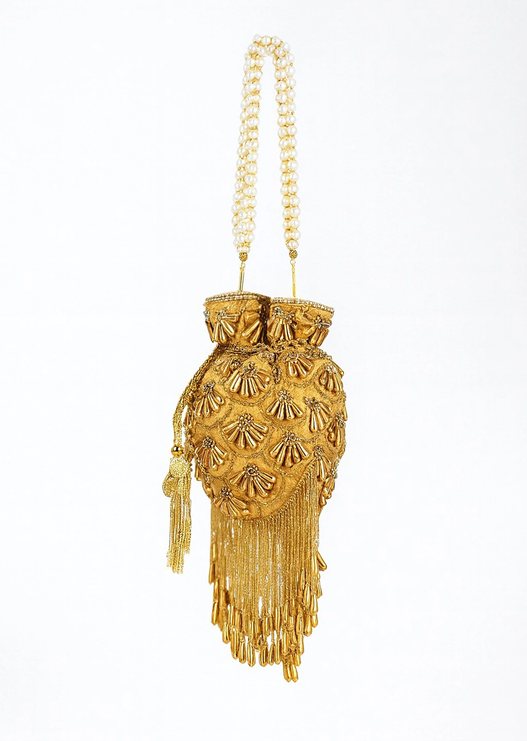 Golden Heritage Beaded Potli Bag - Image 3