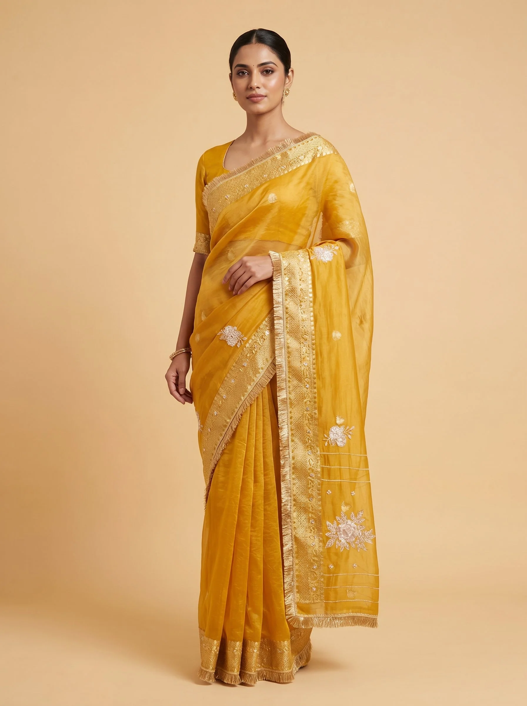 Golden Yellow Shine Saree