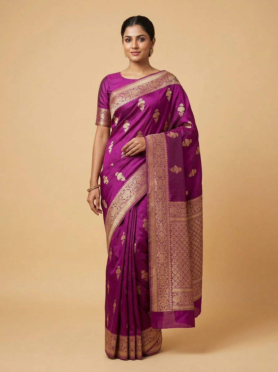 Grape Purple Royal Weave Handloom Saree