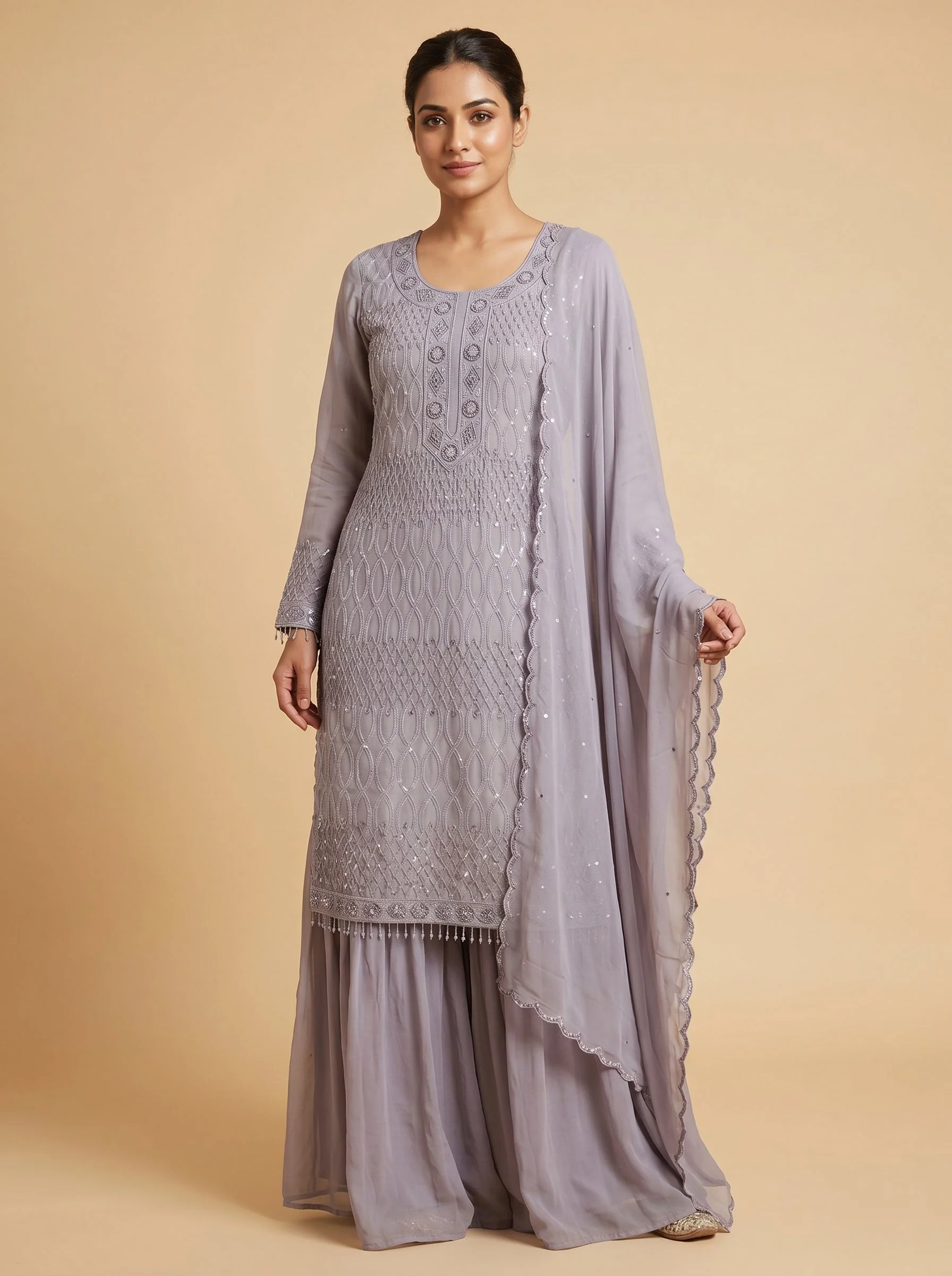 Grape Purple Sharara Set