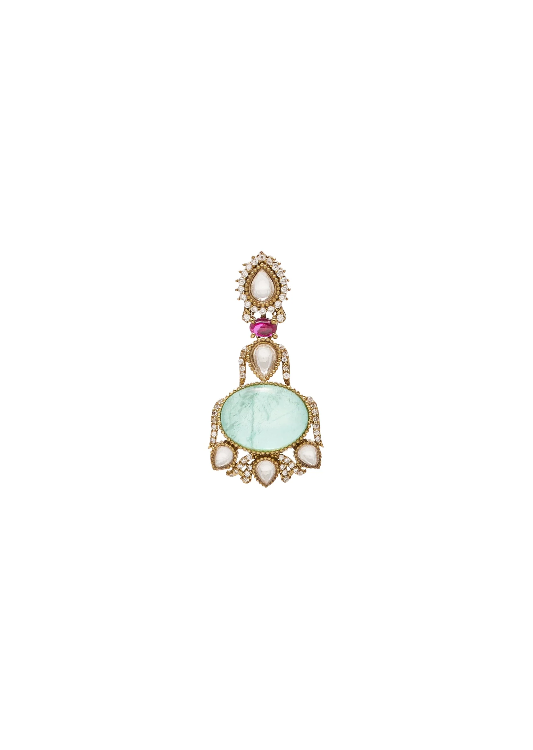 Green And Red Stone Embellished Necklace Set - Image 5