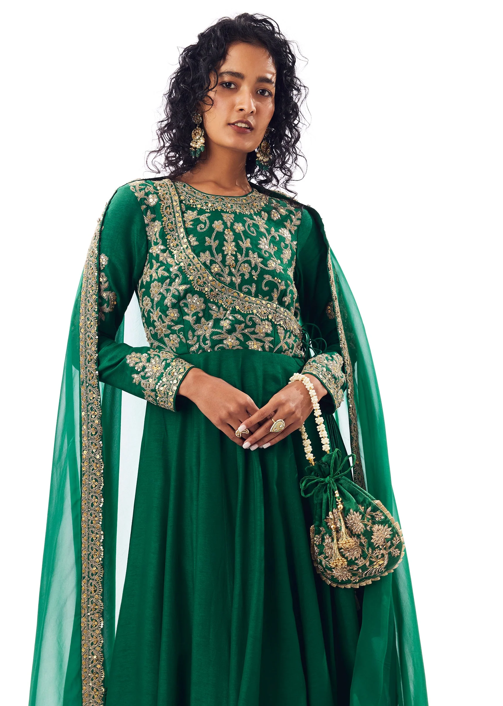 Green Angarkha Anarkali - Image 4