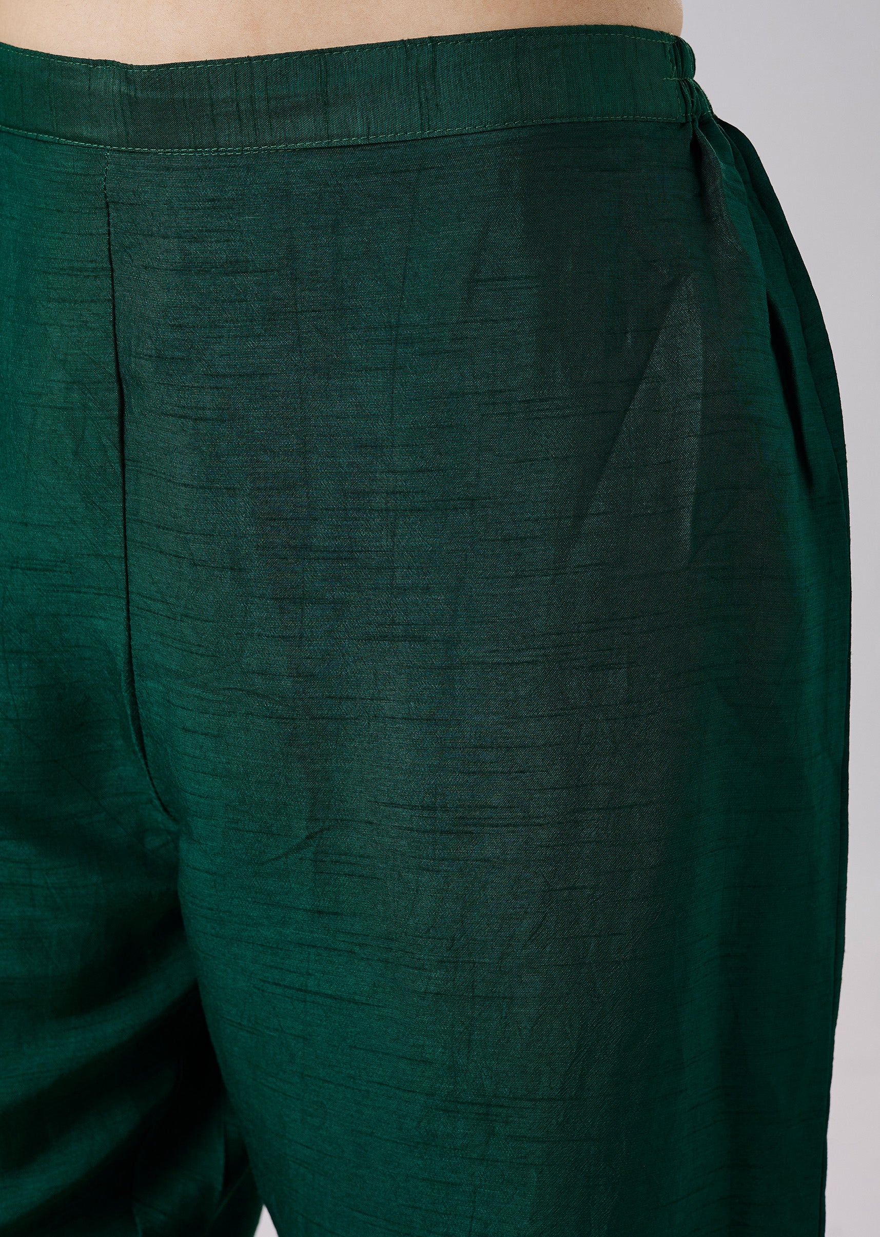 Green Banarasi Bandhani Silk Kurta Set With Dupatta - Image 6