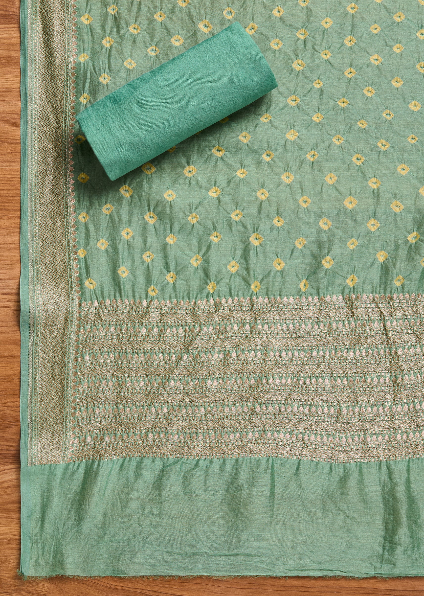 Green Banarasi Brocade Suit - Image 3