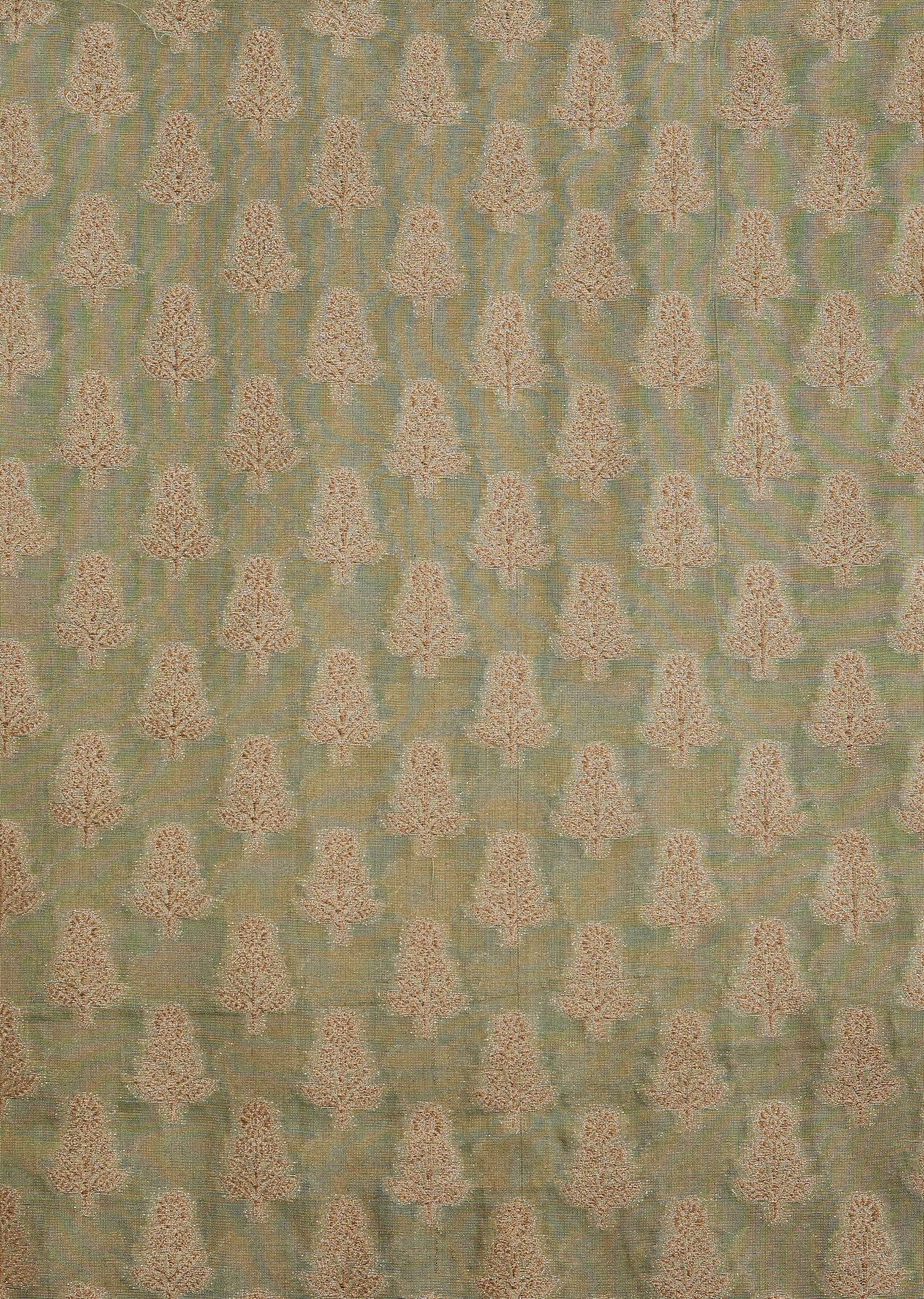 Green Banarasi Silk Brocade Unstitched Suit Set With Dupatta - Image 2