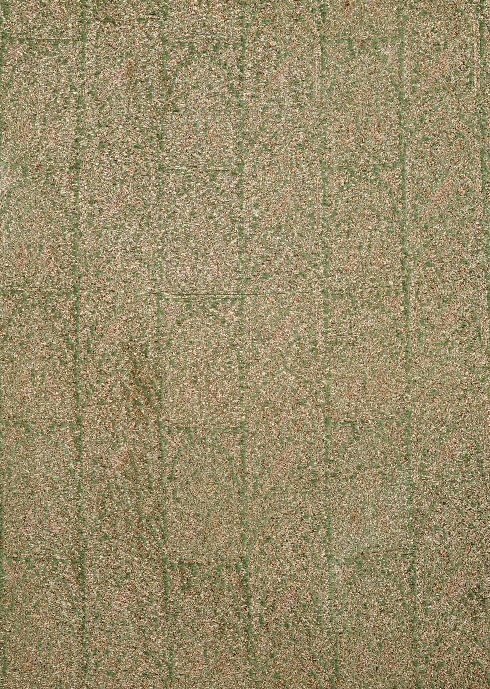 Green Banarasi Silk Unstitched Suit Set With Leheriya Dupatta - Image 2
