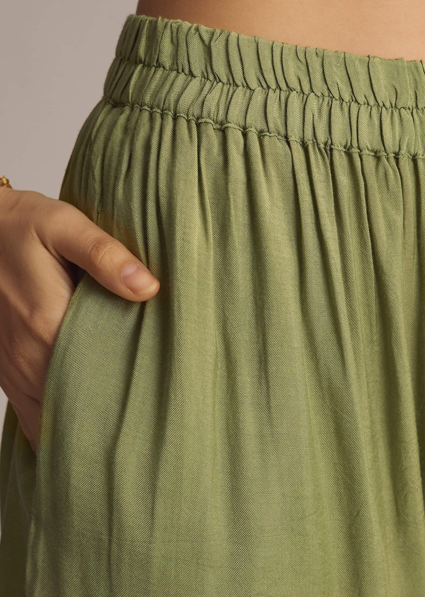 Green Banarasi Tissue Palazzo Suit - Image 6